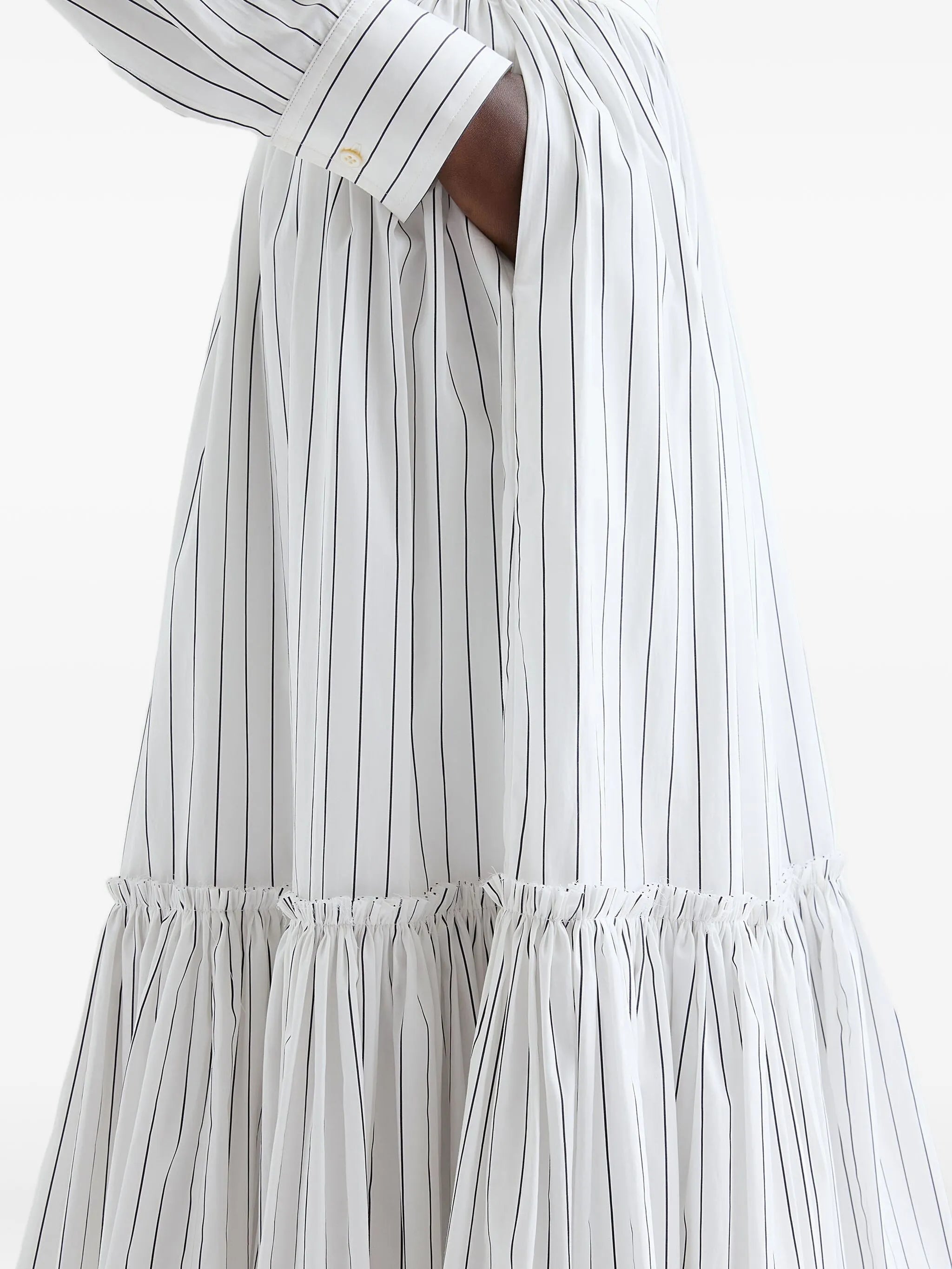 striped gathered midi skirt