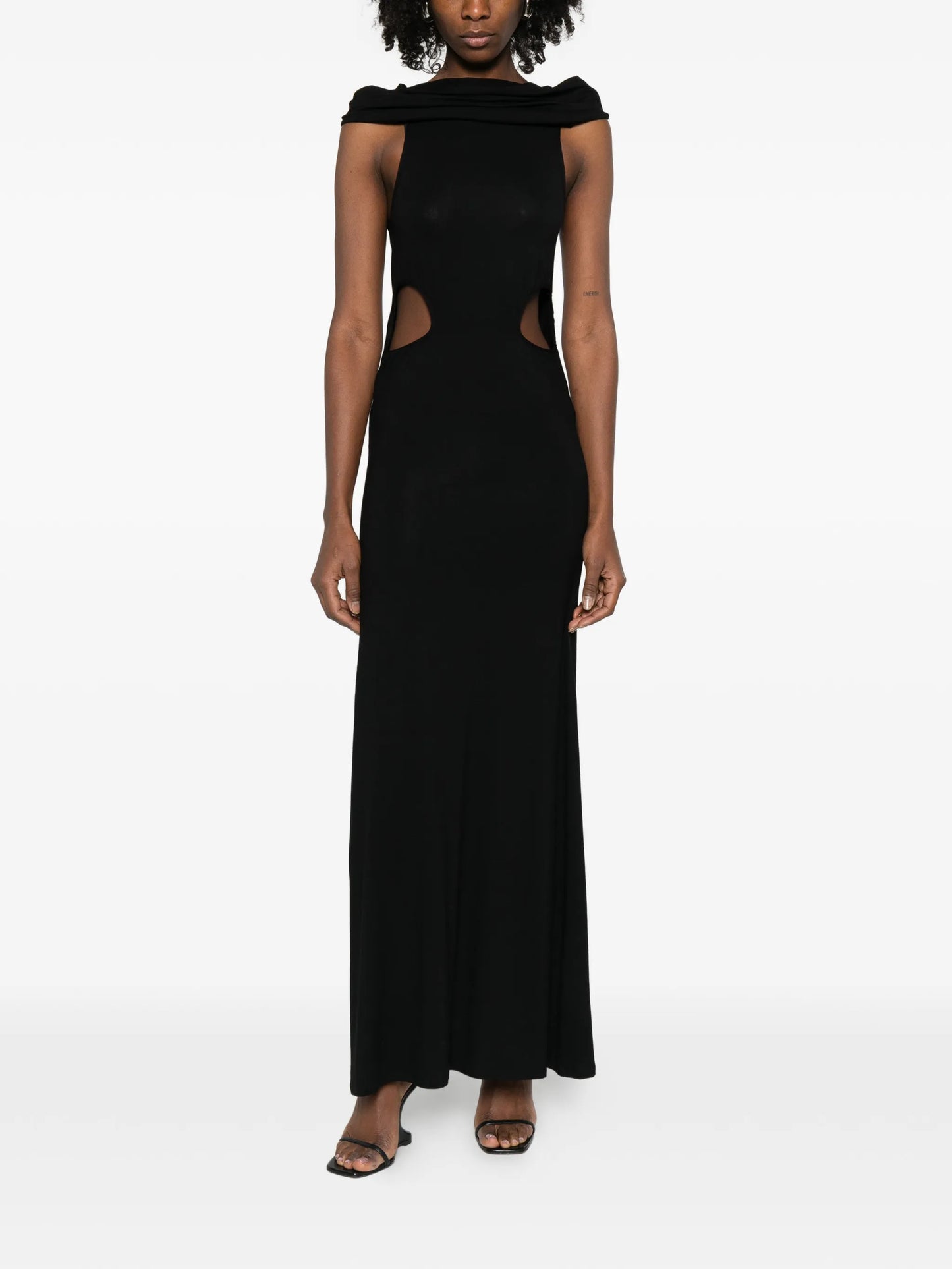 off-shoulder cutout maxi dress