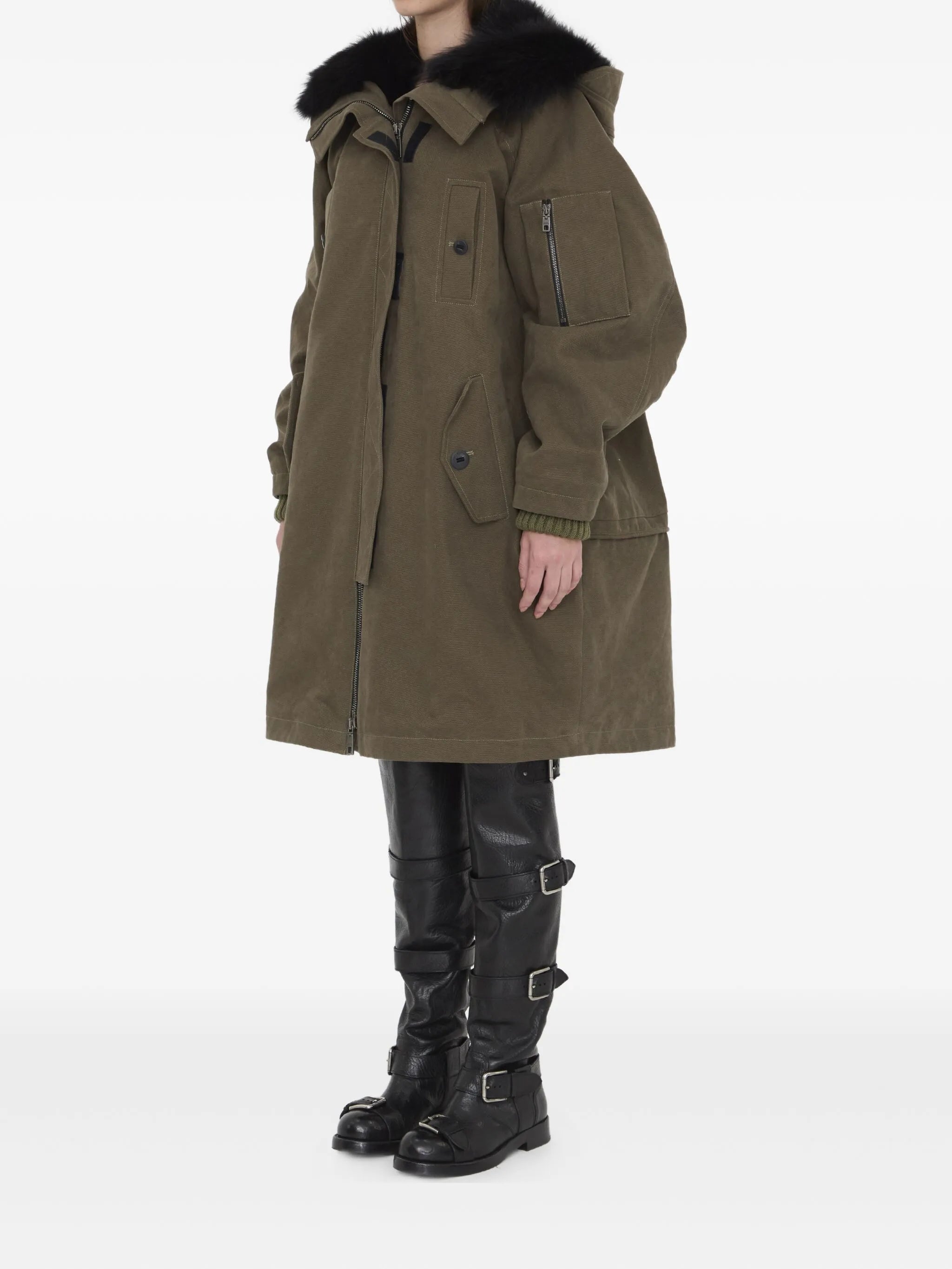 fur-trim padded coat