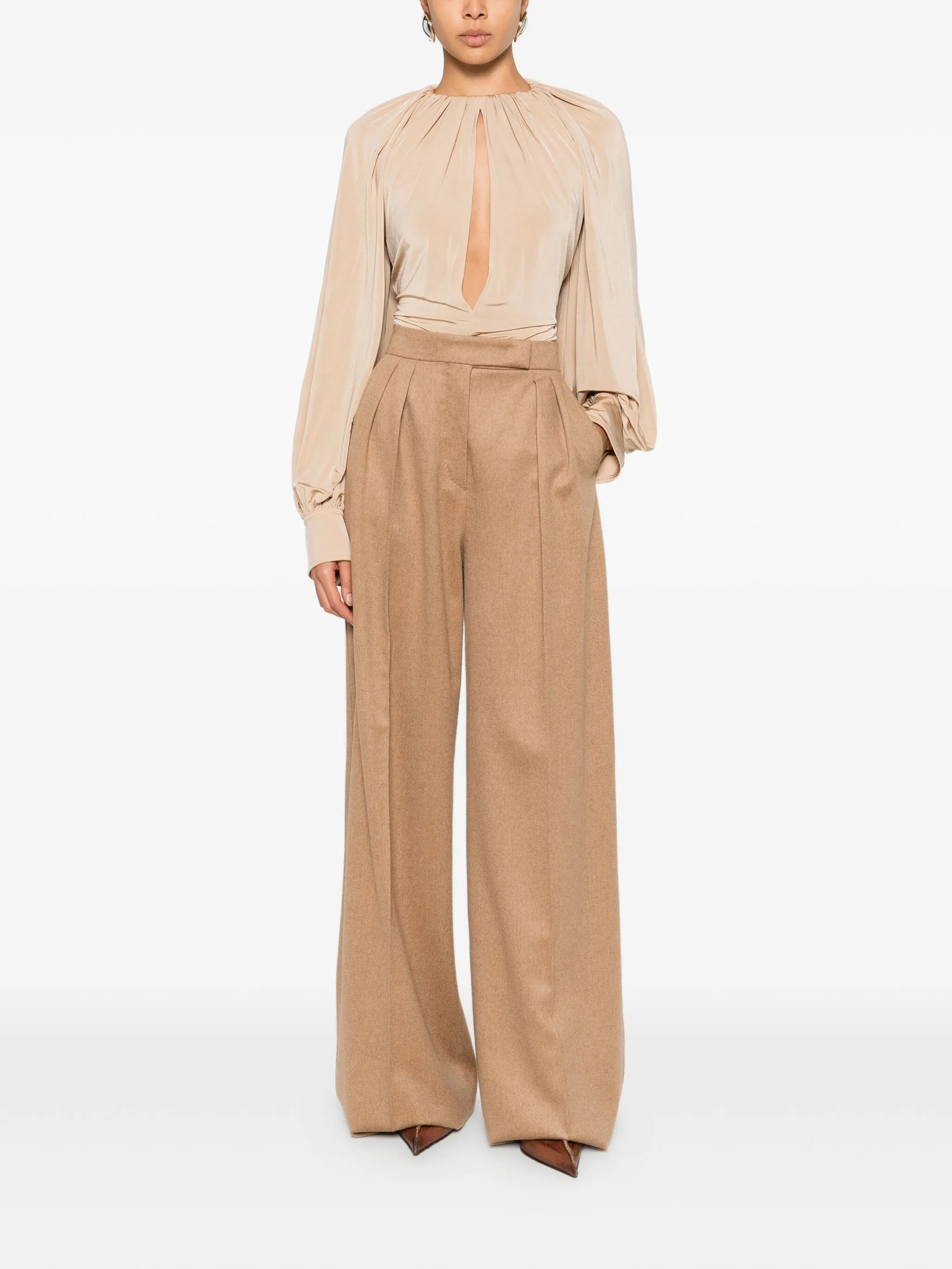 gathered long-sleeve blouse