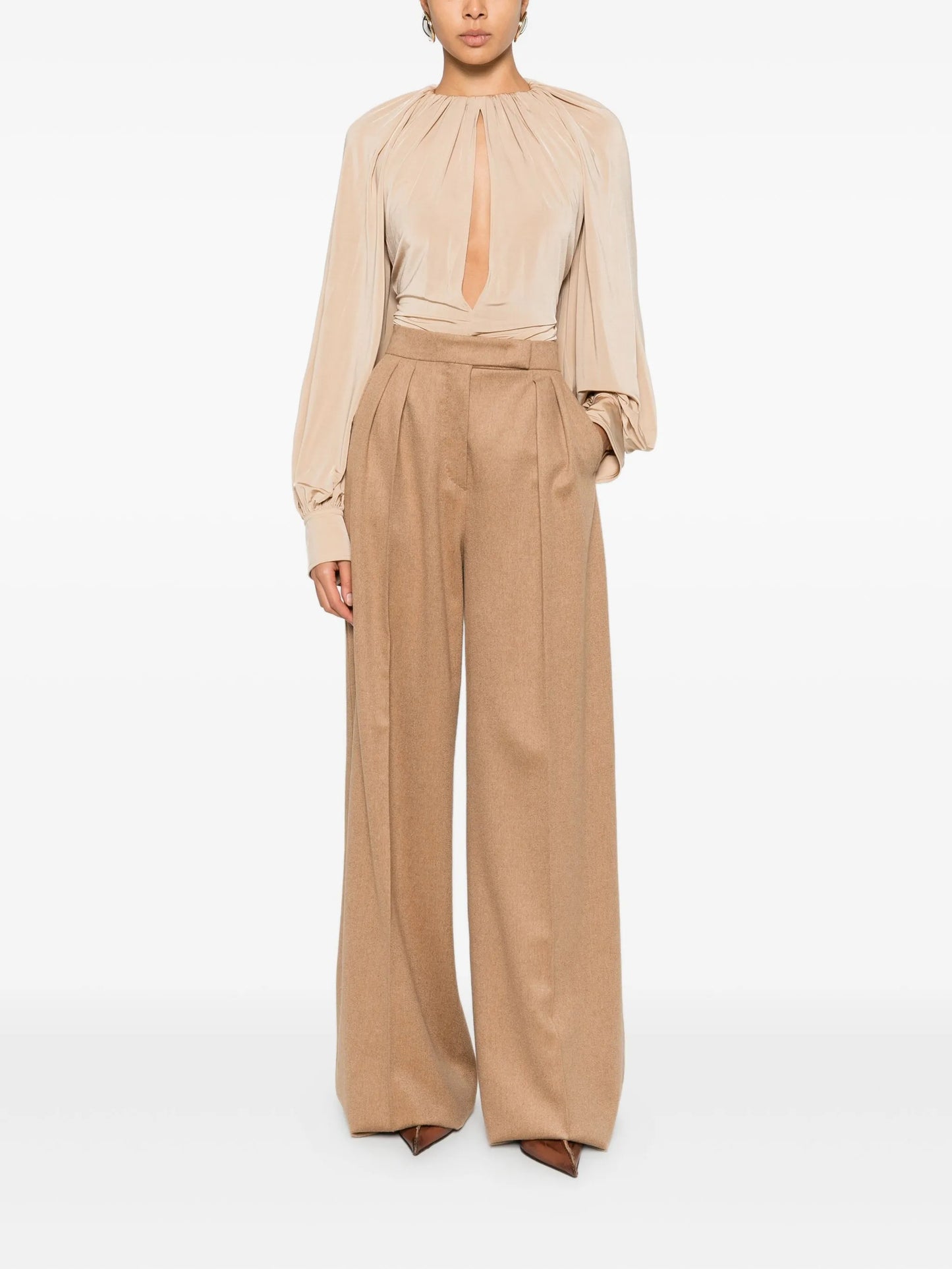 gathered long-sleeve blouse