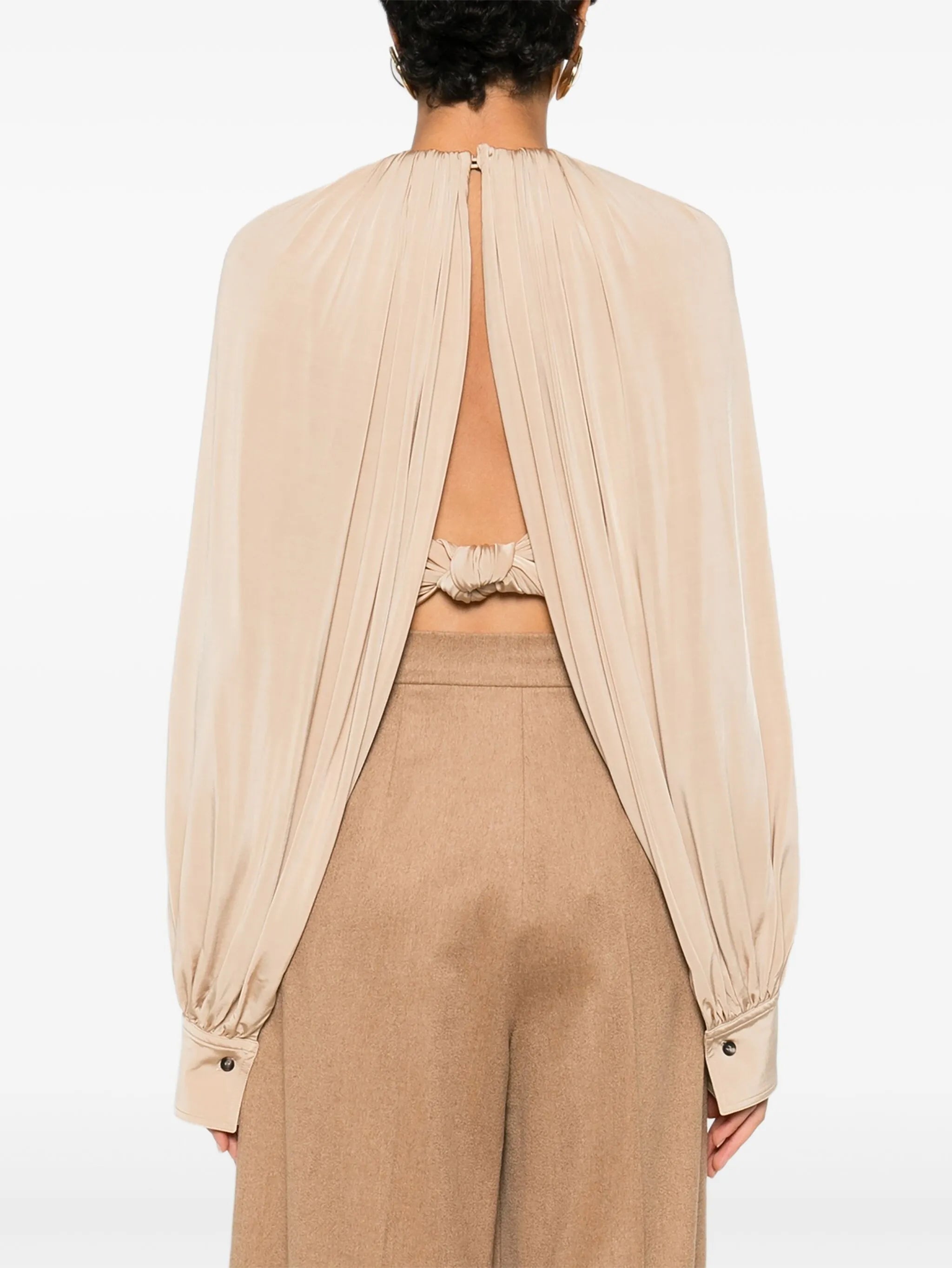 gathered long-sleeve blouse