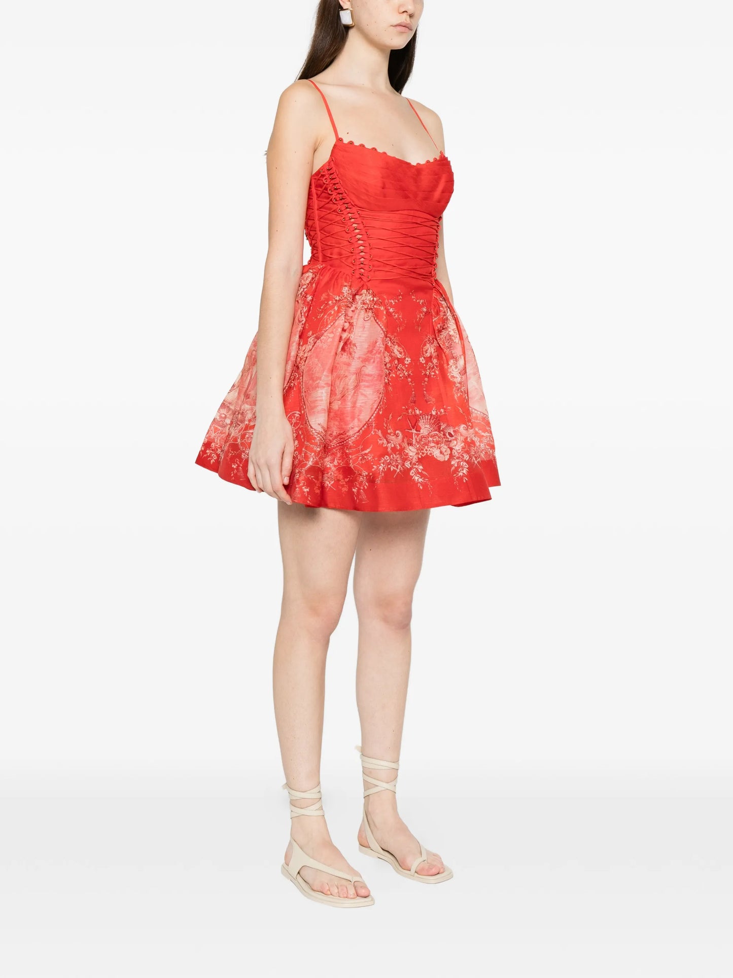 Rebellion lace-up floral mini dress