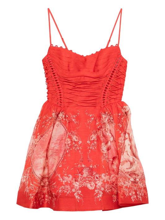 Rebellion lace-up floral mini dress