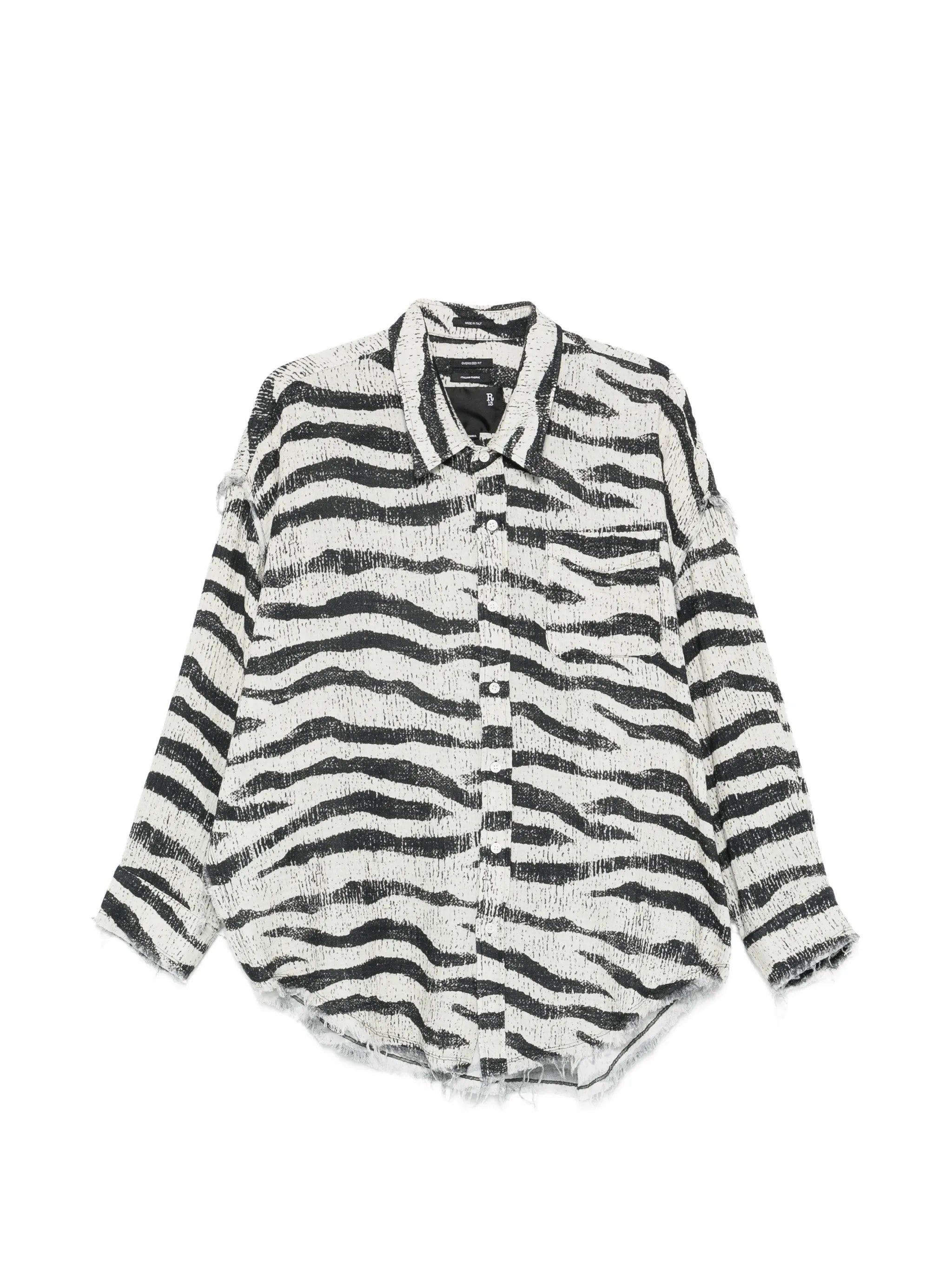 zebra frayed shirt