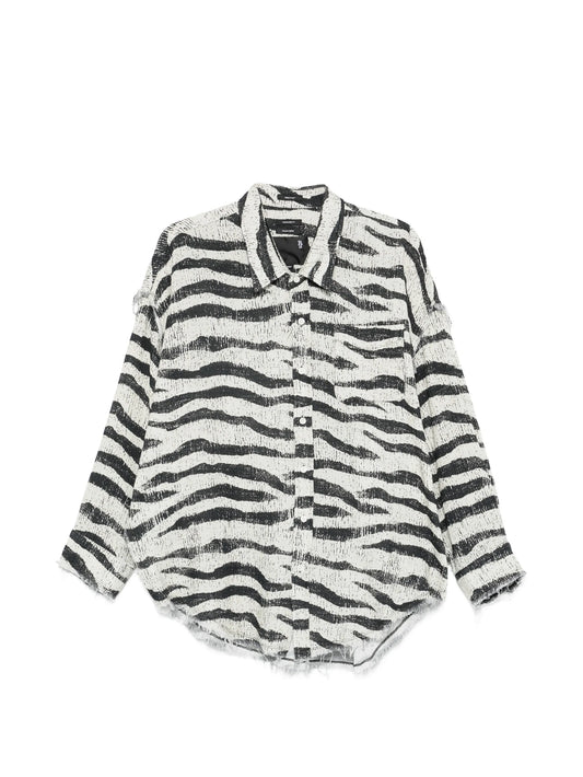 zebra frayed shirt