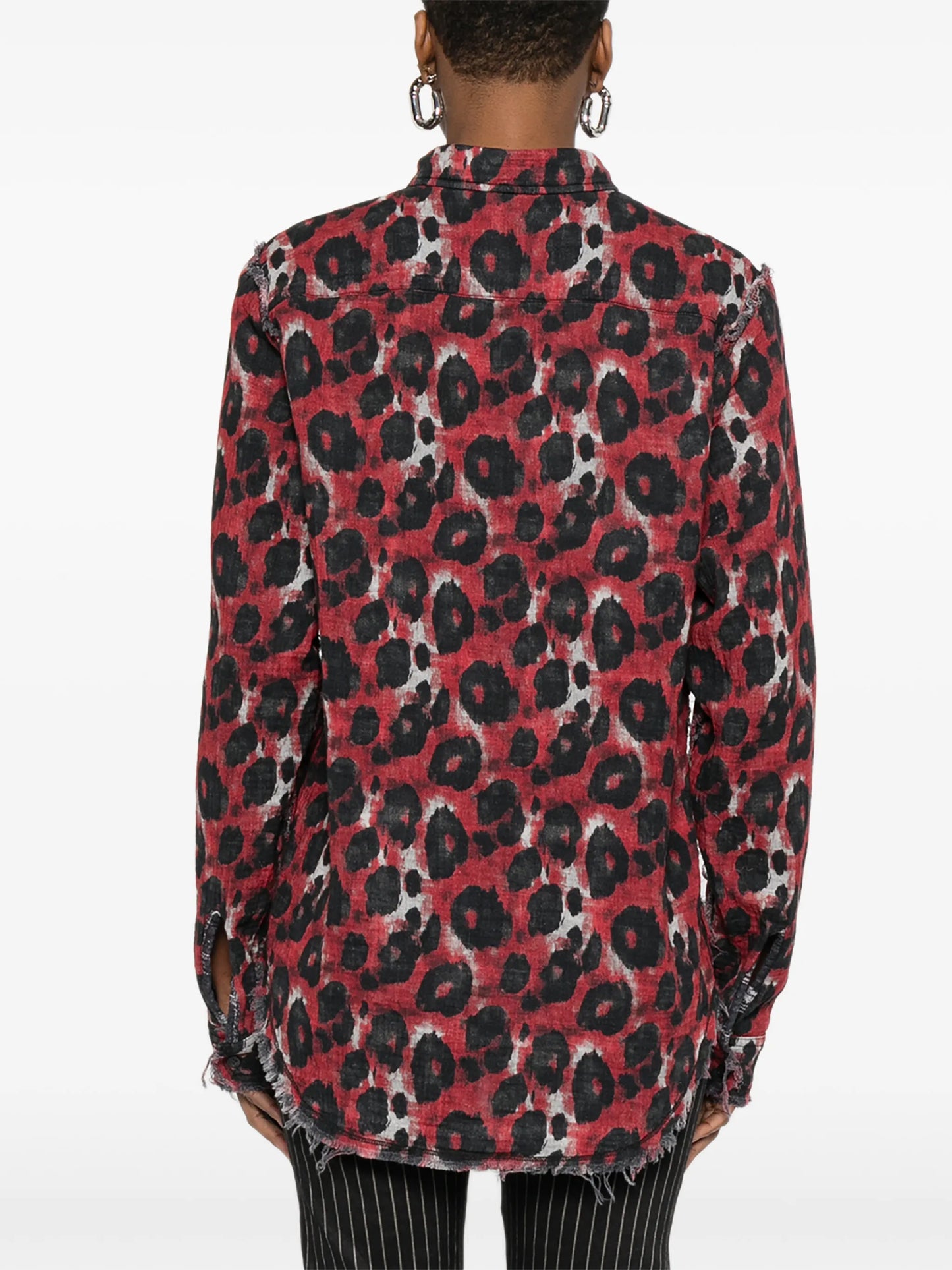 plaid shredded seam shirt