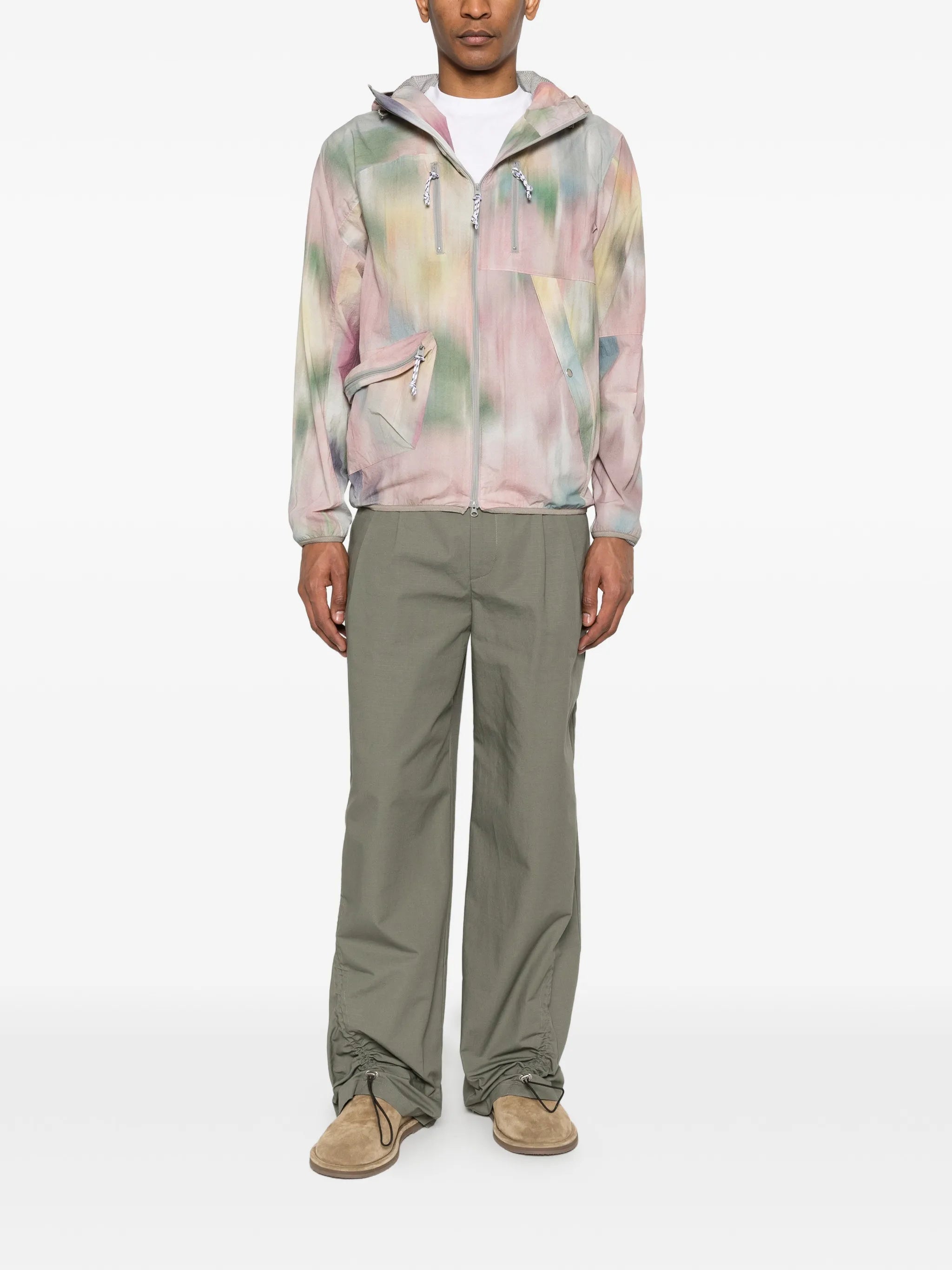 abstract-print hooded jacket
