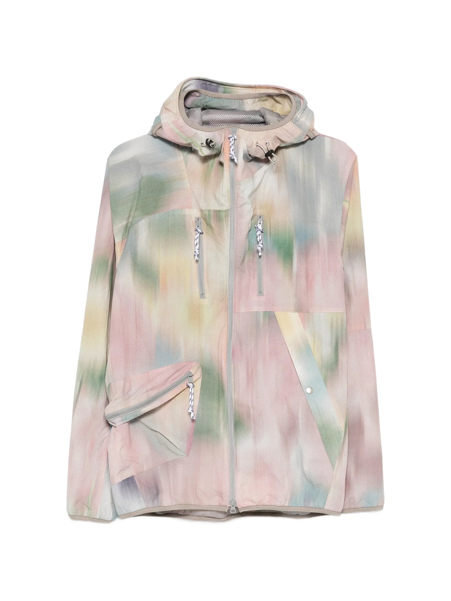 abstract-print hooded jacket