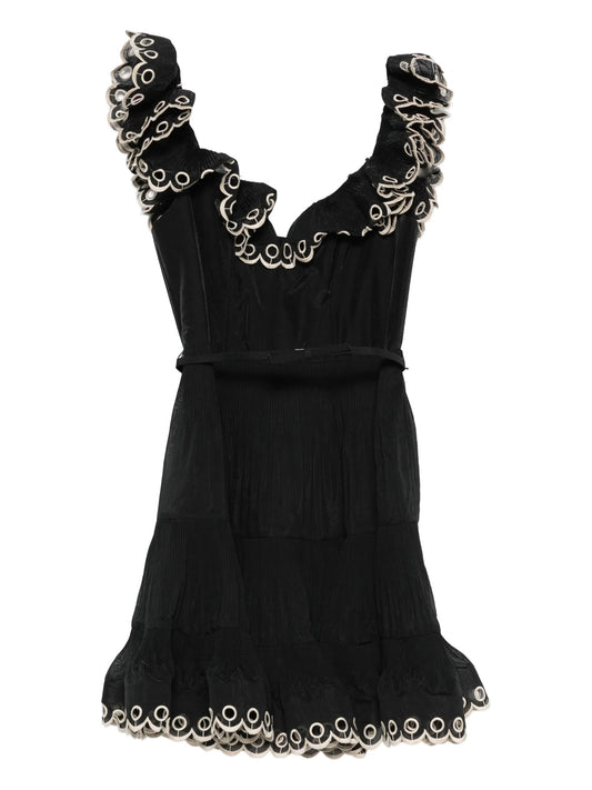 embroidered mini dress