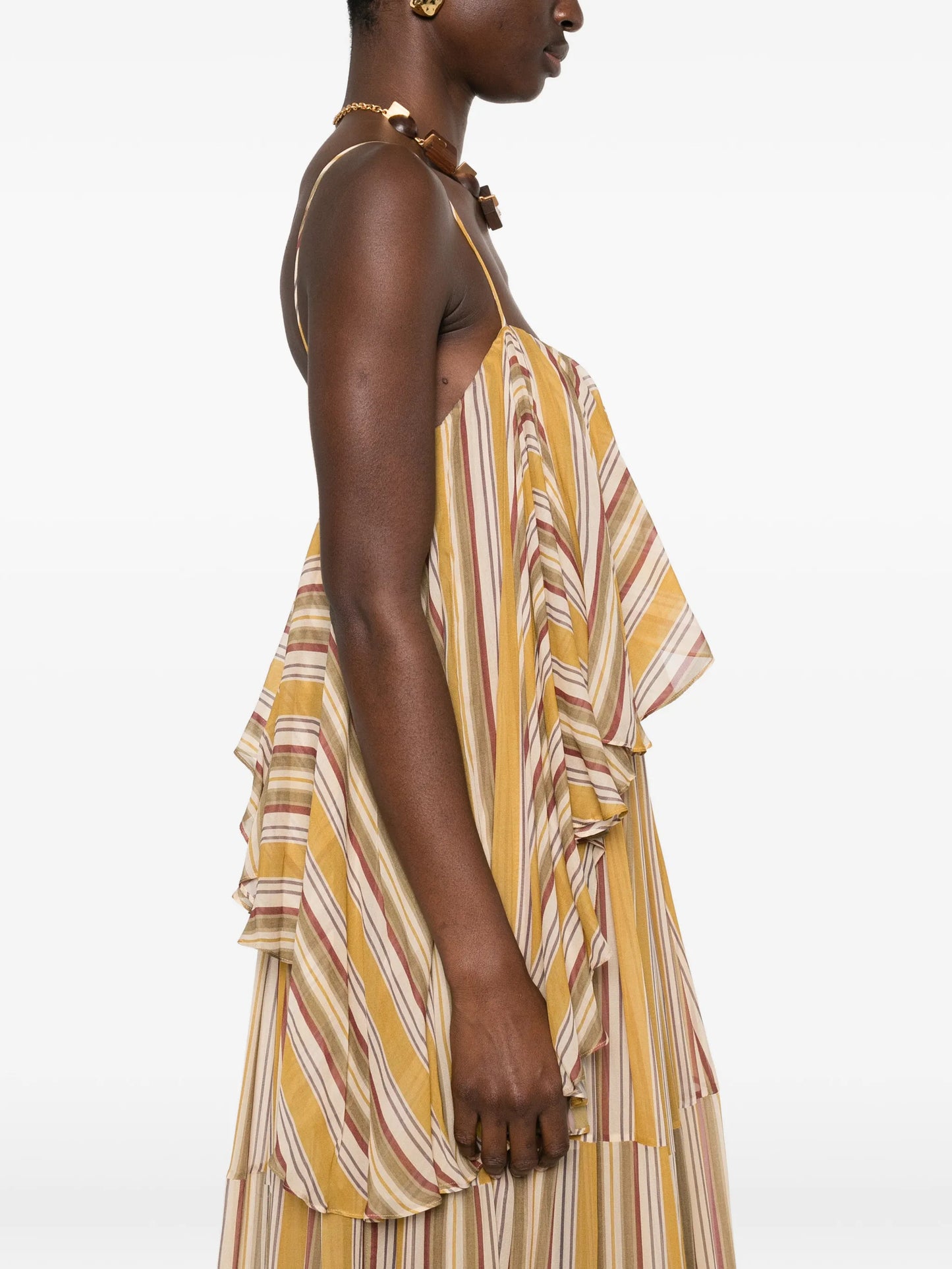 Rebellion ruffled striped maxi dress