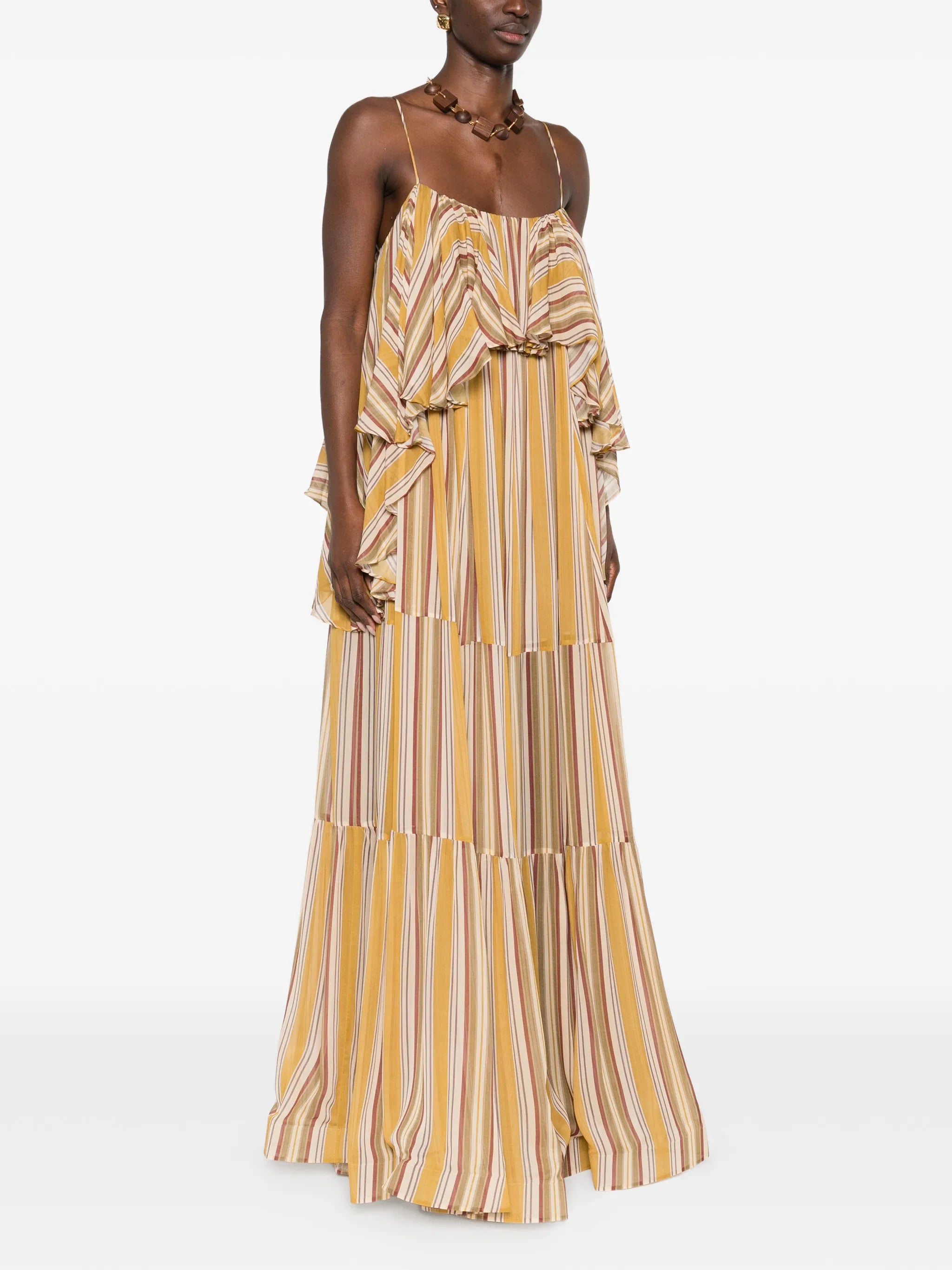 Rebellion ruffled striped maxi dress