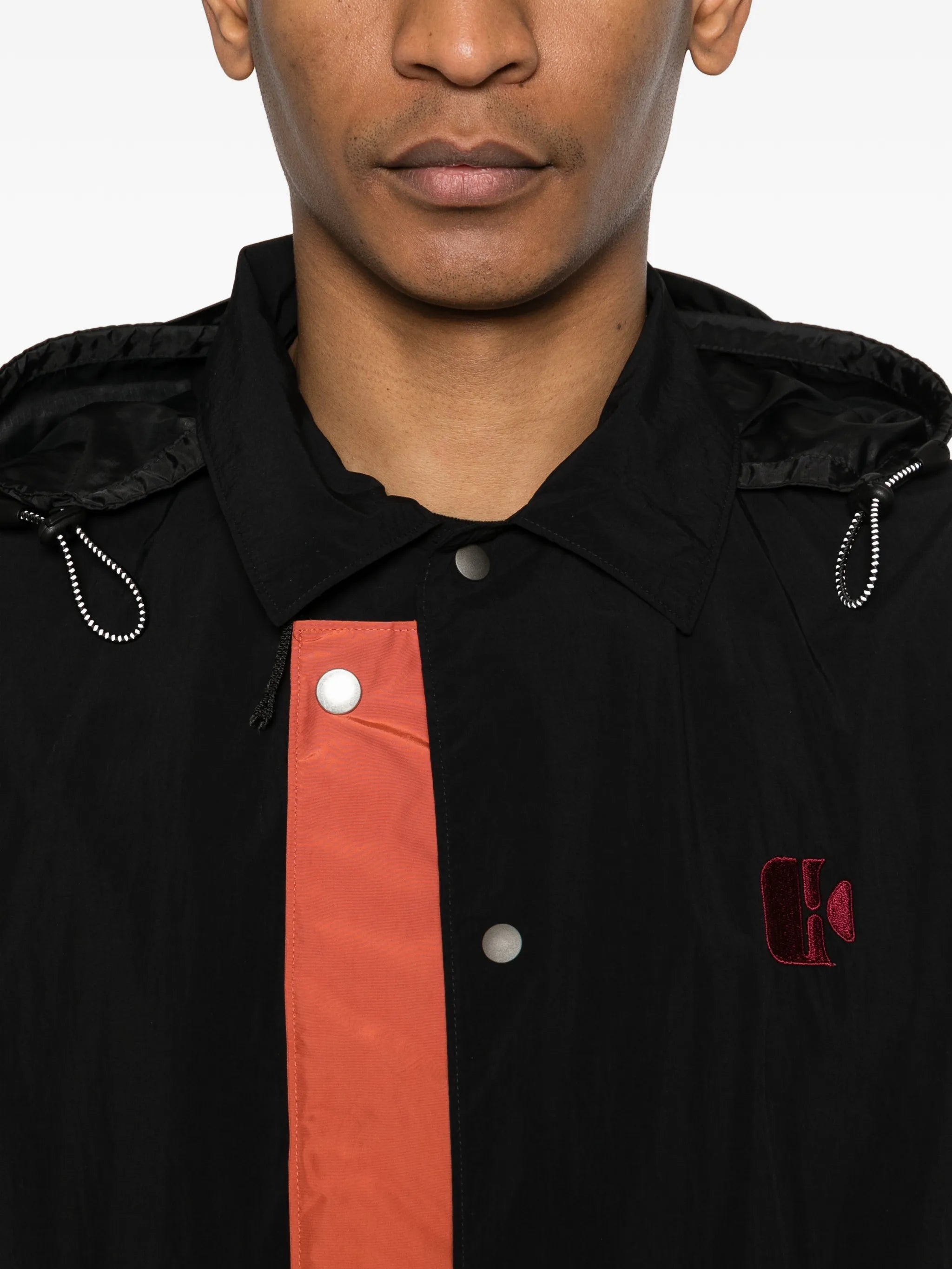 colour-block hooded jacket
