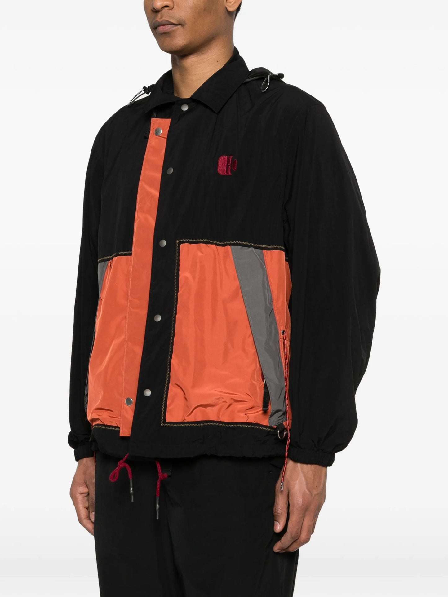 colour-block hooded jacket