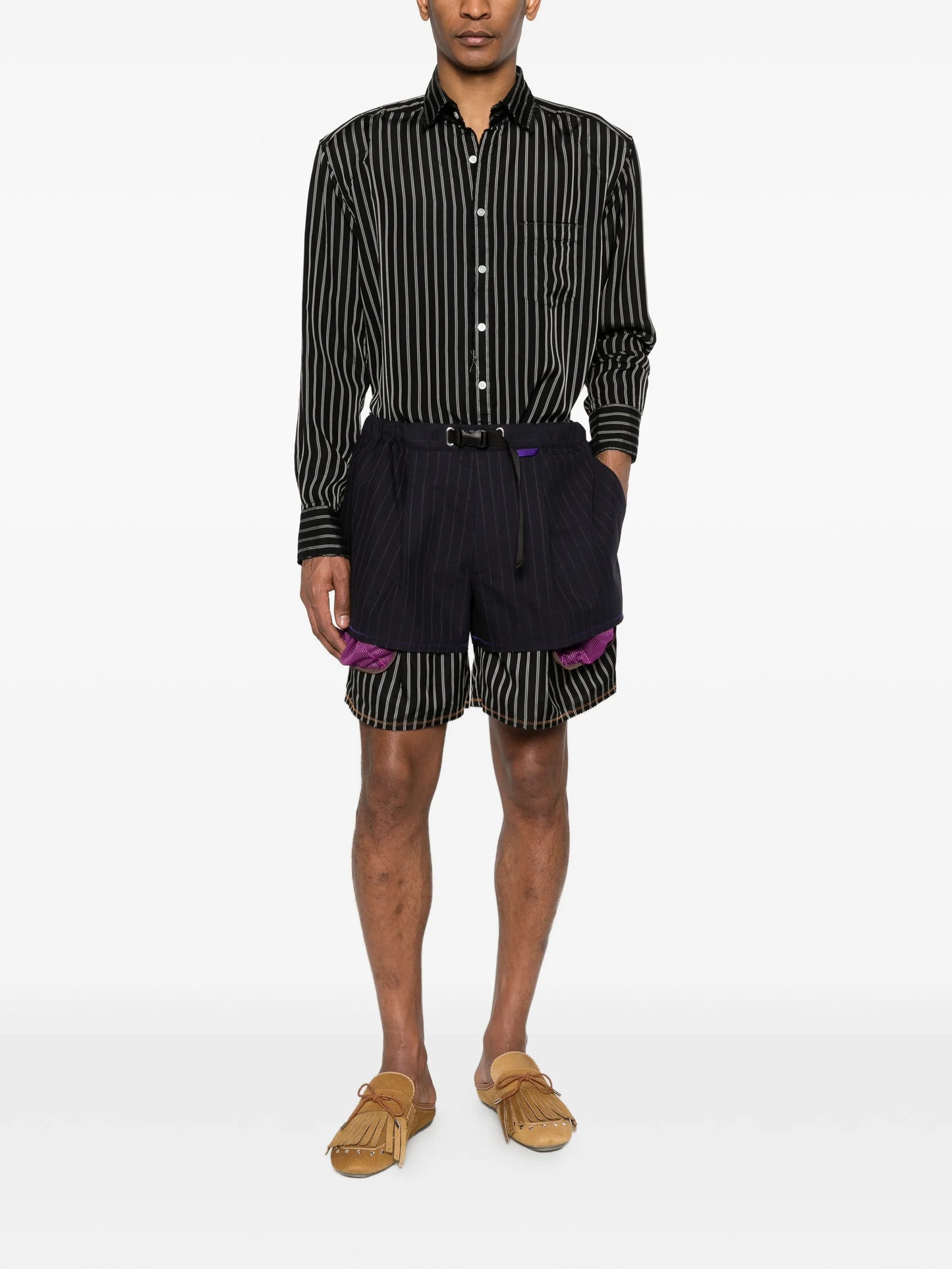 striped double-layer shorts