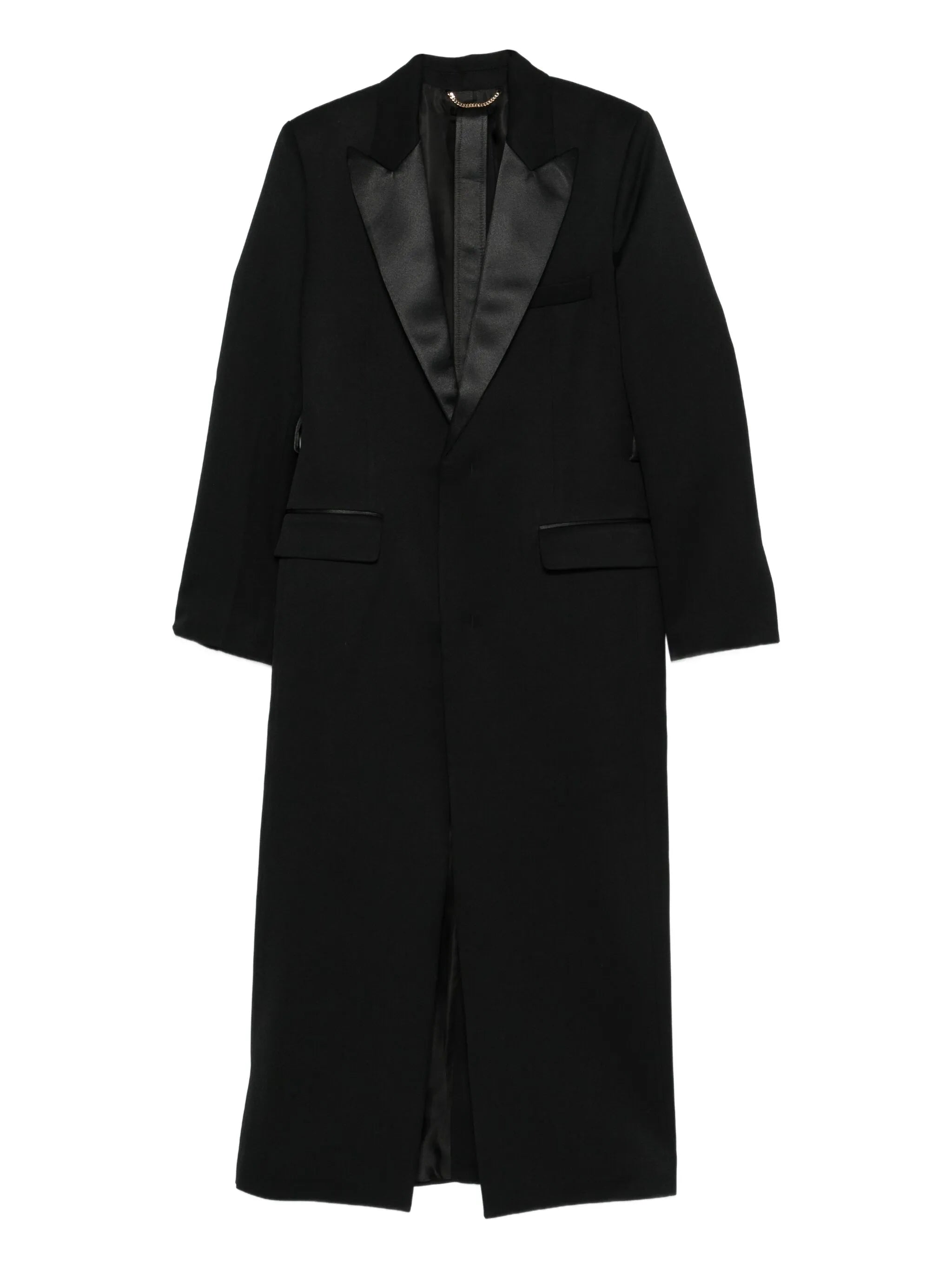 shawl-lapel slit coat