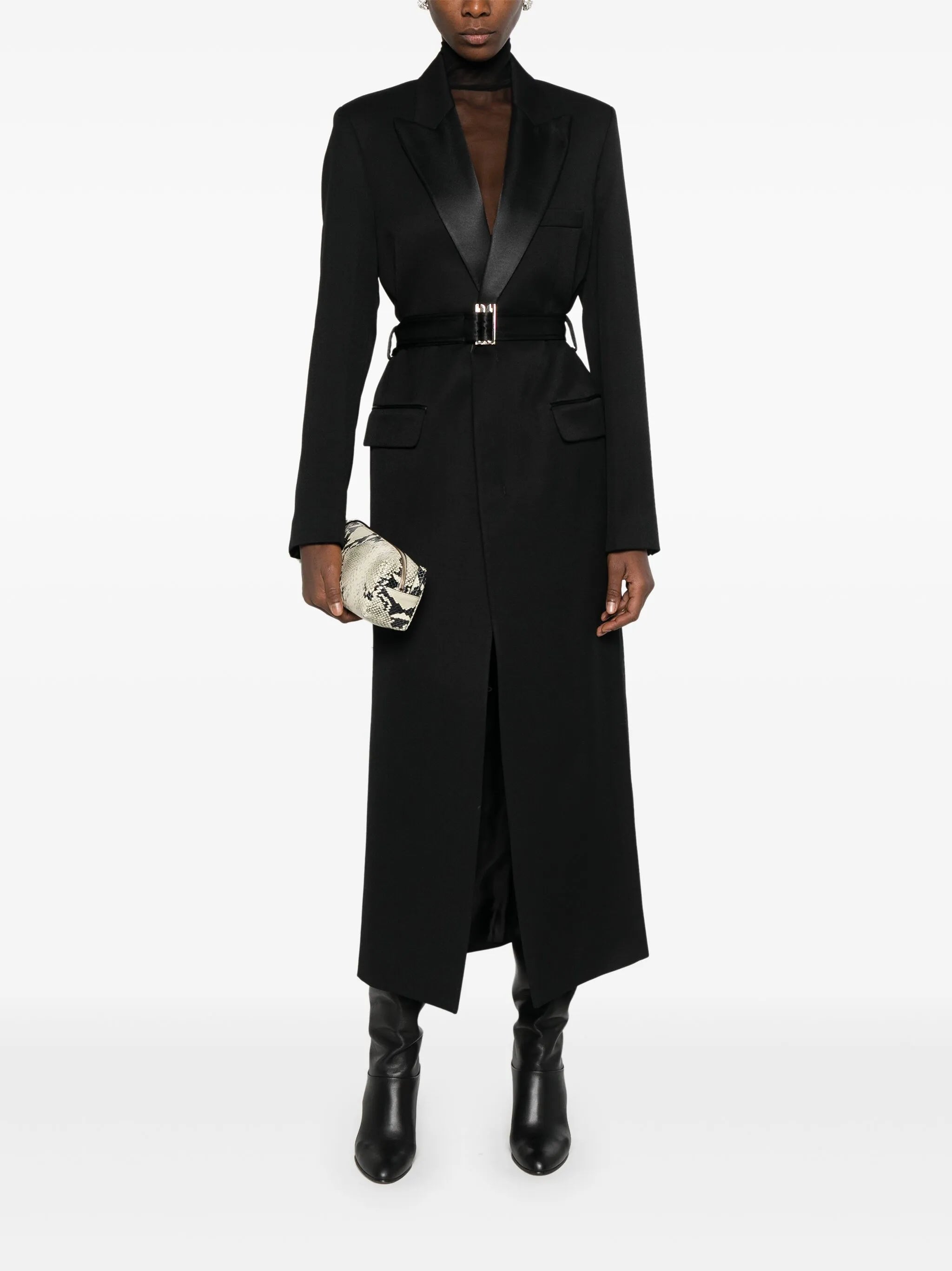 shawl-lapel slit coat