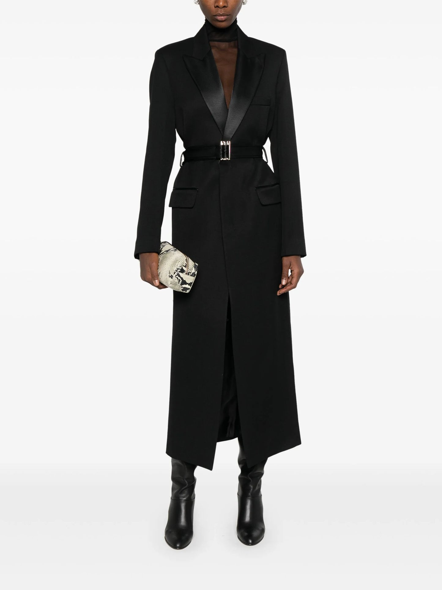 shawl-lapel slit coat