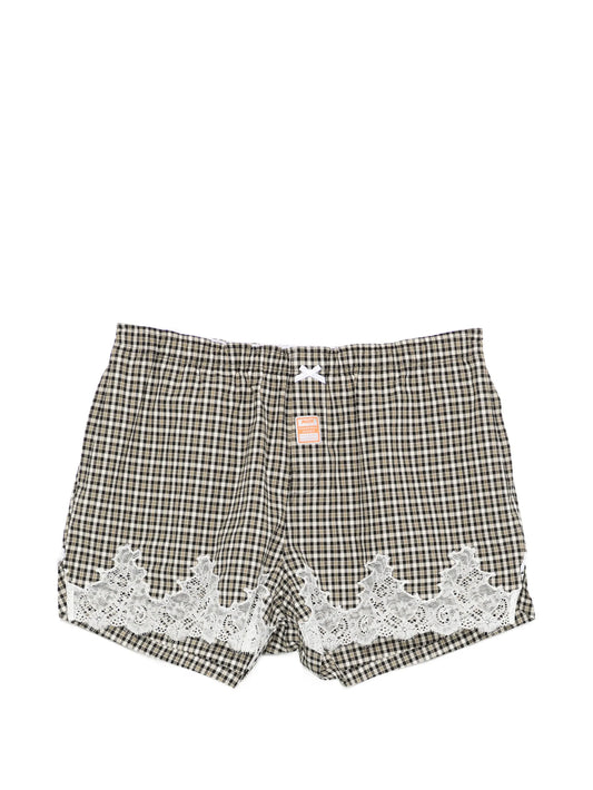 checked lace shorts