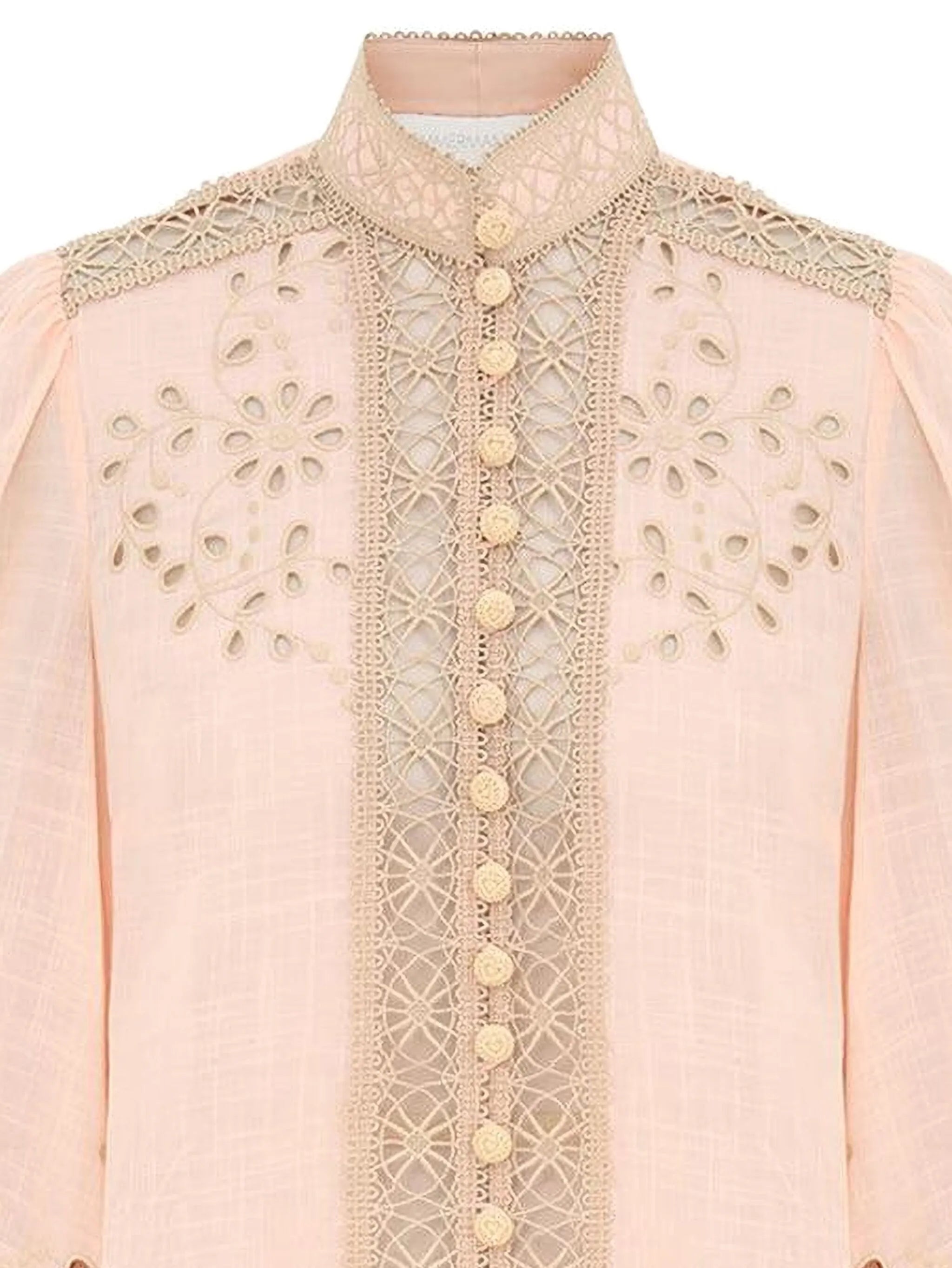 floral-embroidered button shirt
