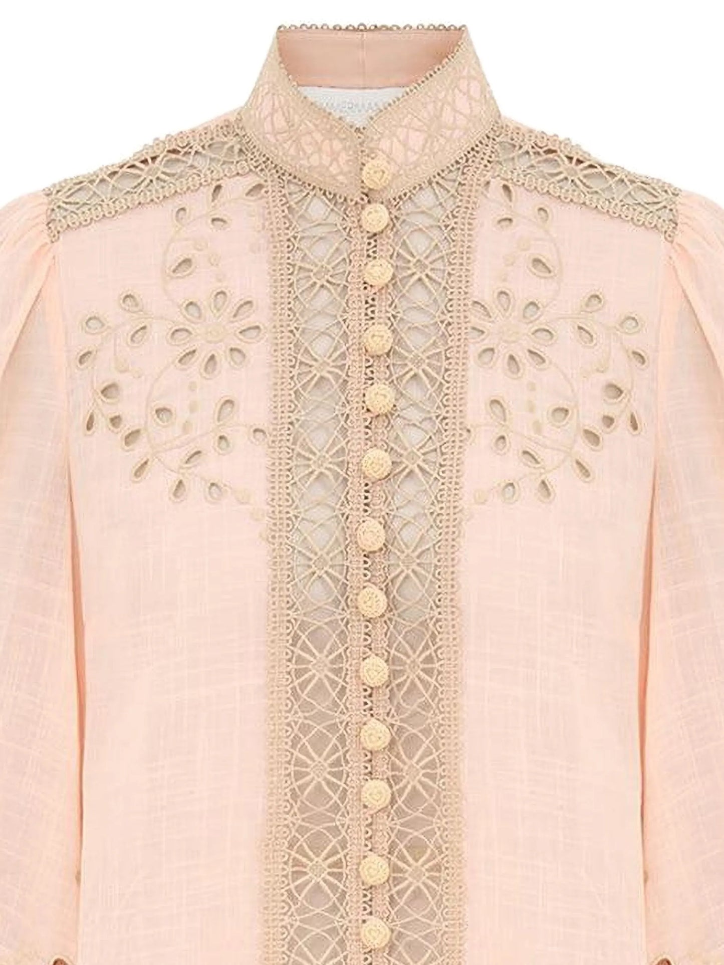 floral-embroidered button shirt