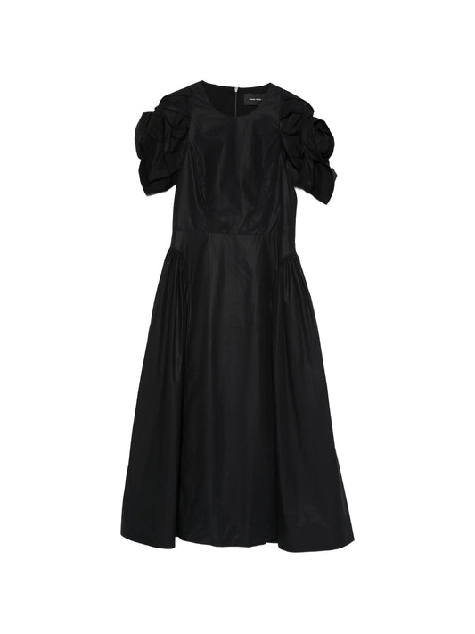 rose puff-sleeve midi dress