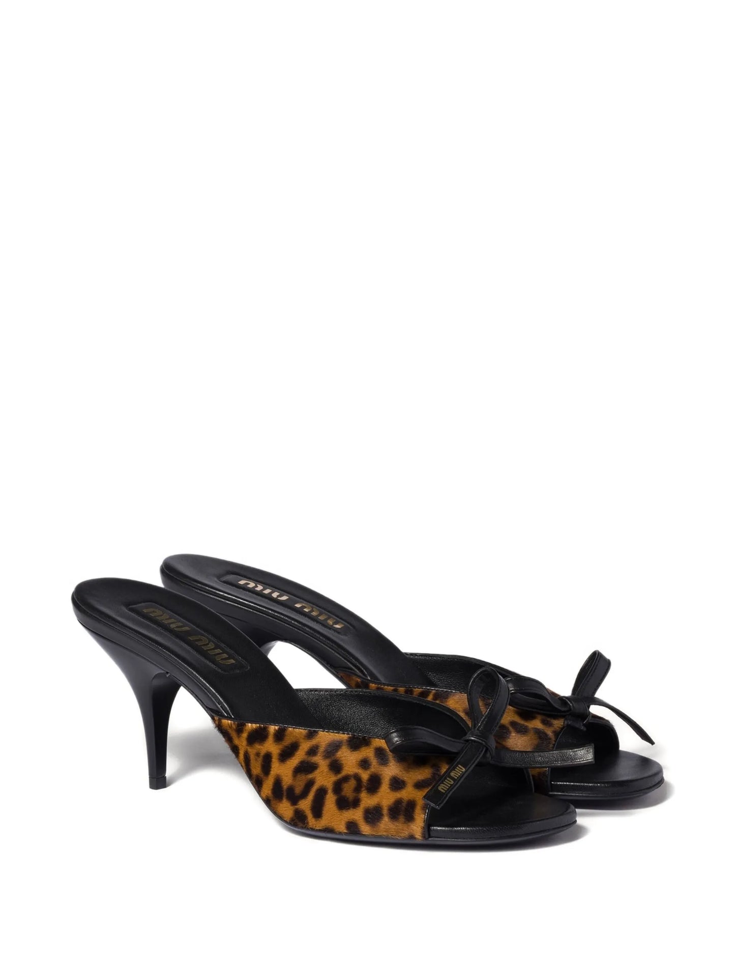 logo-bow leather sandals