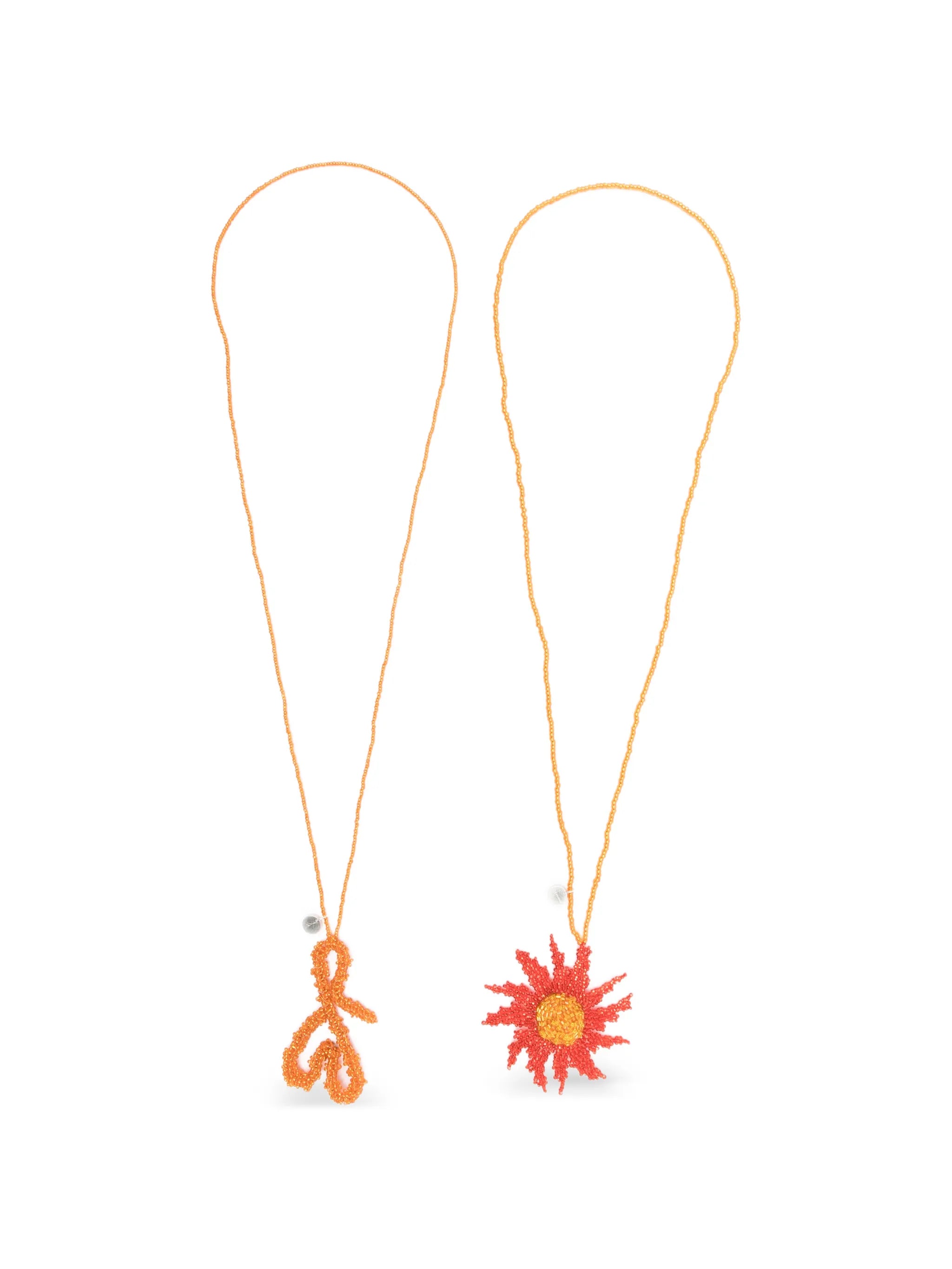 flower and heart necklace (set of two)