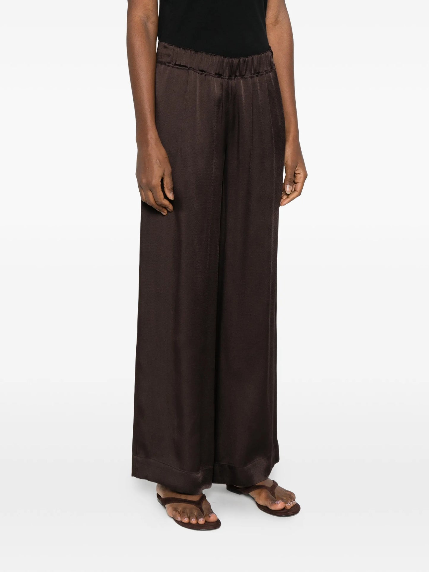 pleated front palazzo trousers