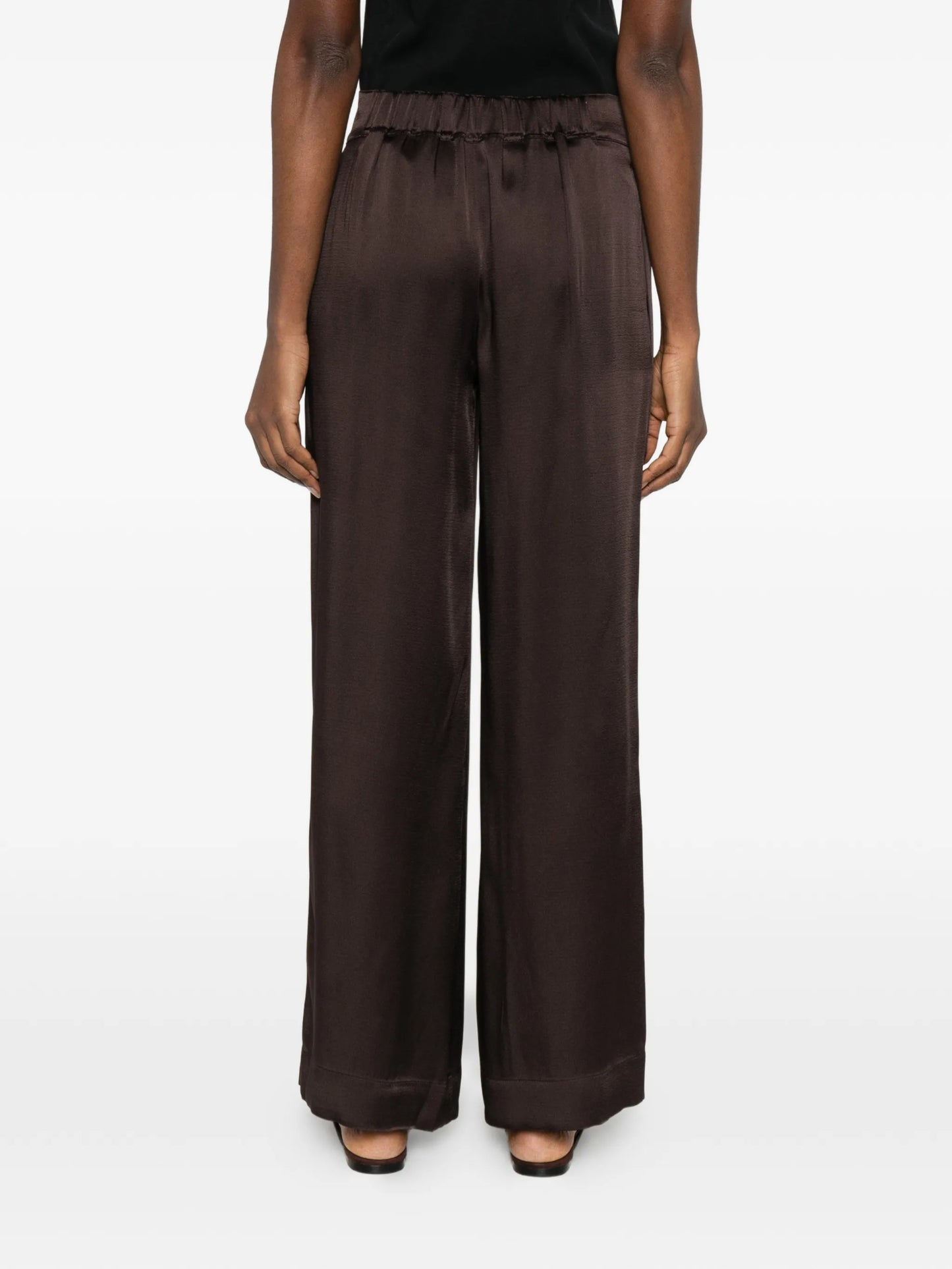 pleated front palazzo trousers