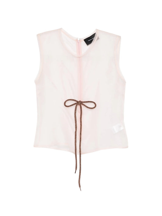 sheer frayed contour top