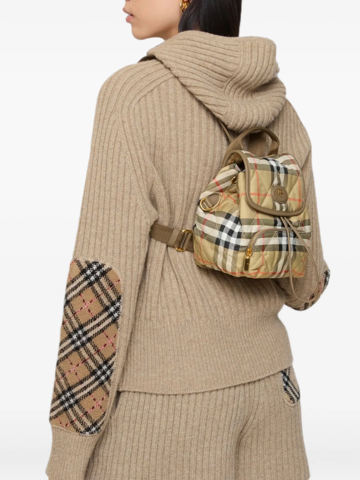 quilted-design mini backpack