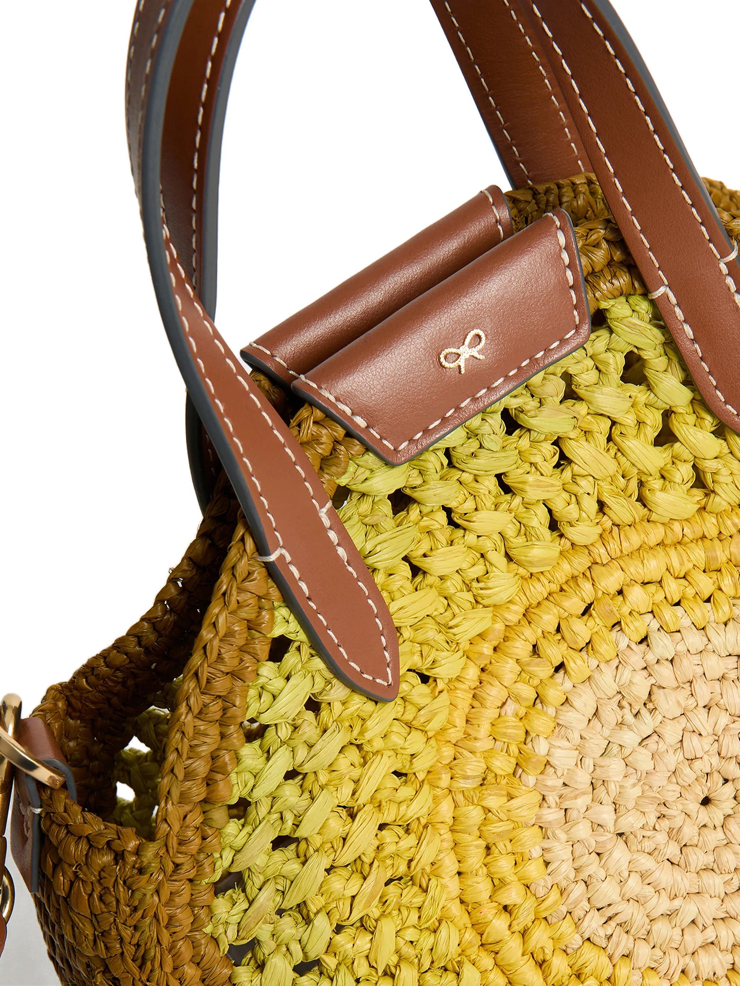 round bow-detail raffia tote bag