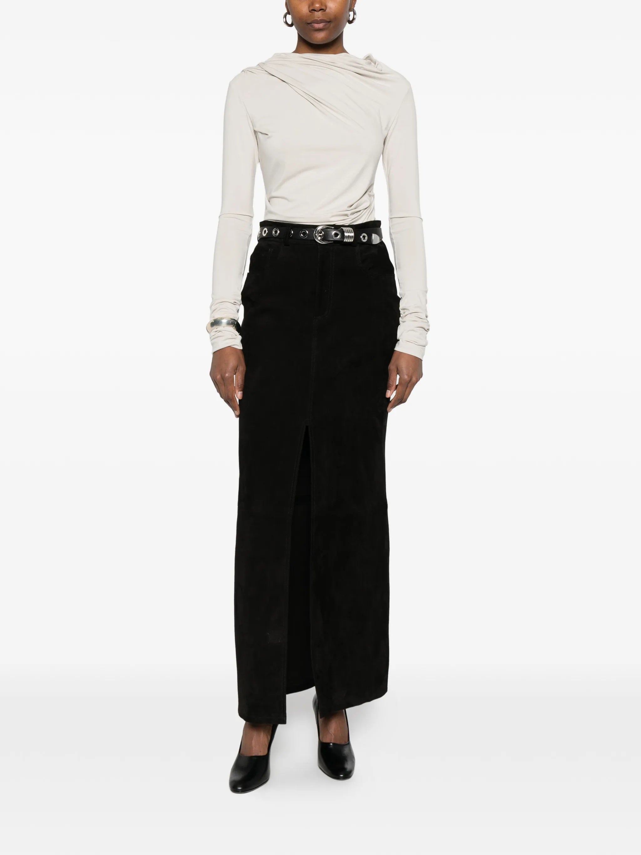 Drape long-sleeve top