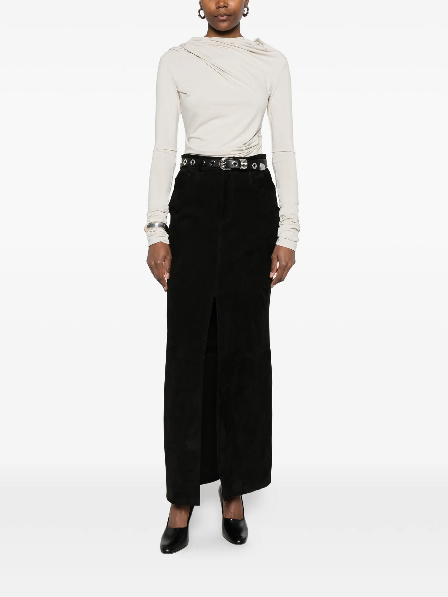 Drape long-sleeve top