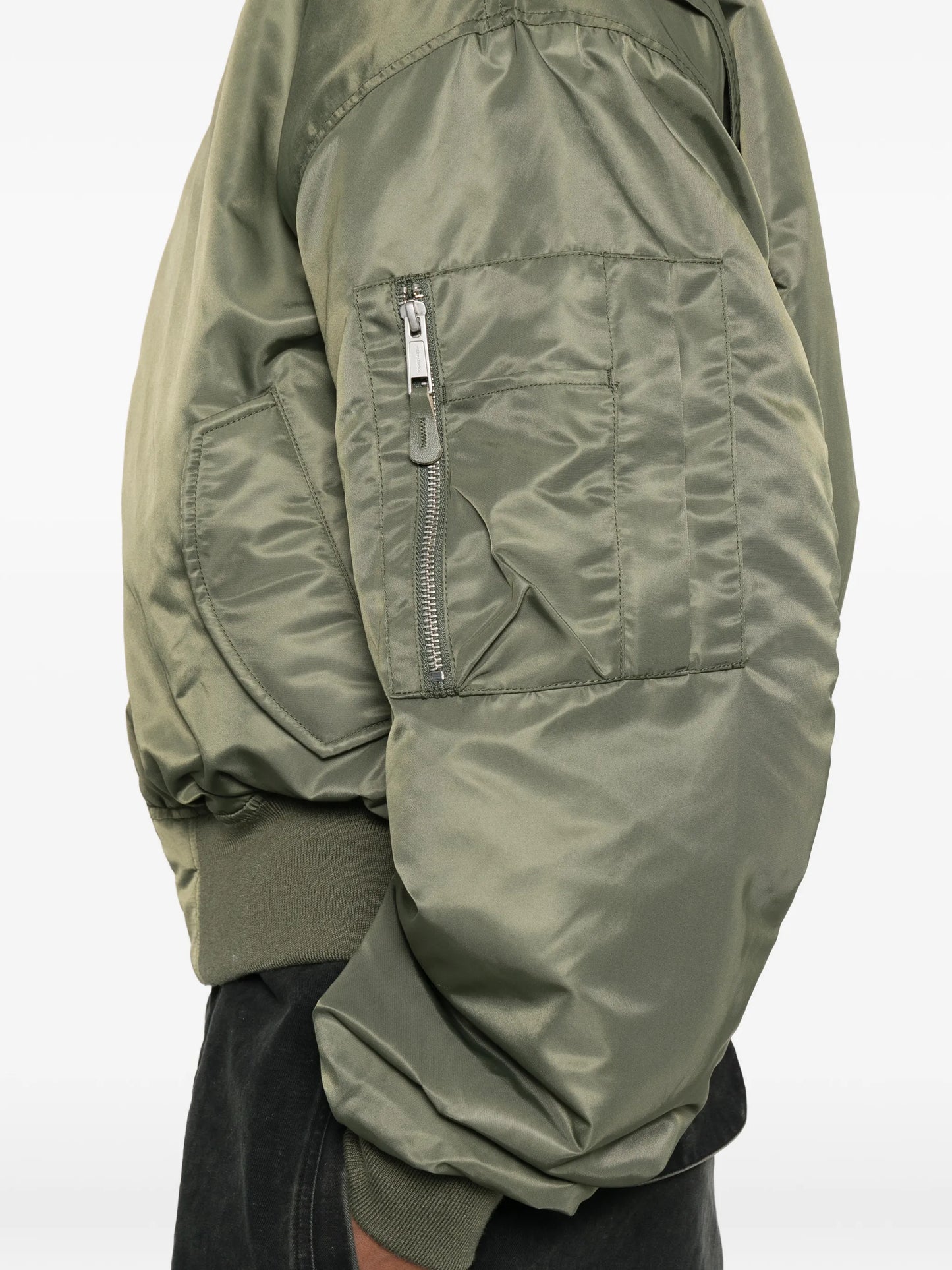 Broad zip-fastening bomber jacket