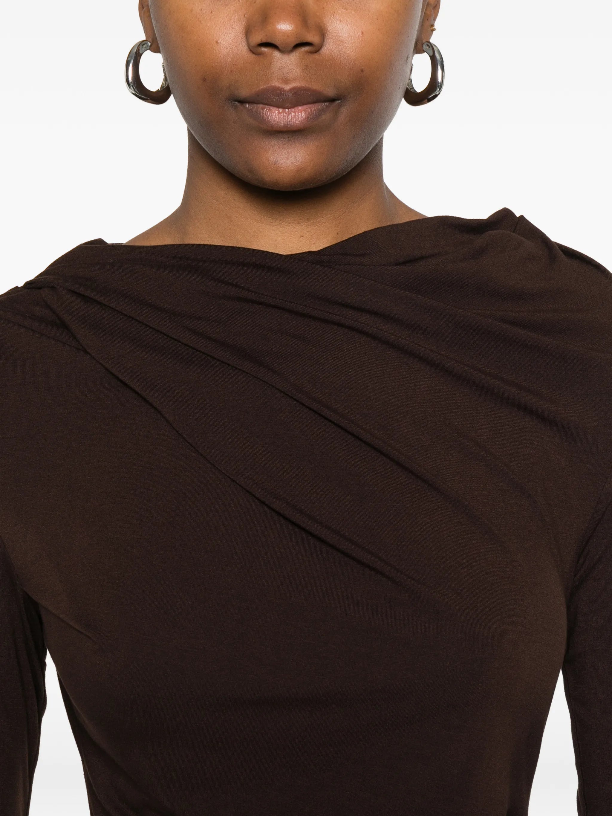 Drape long-sleeve top