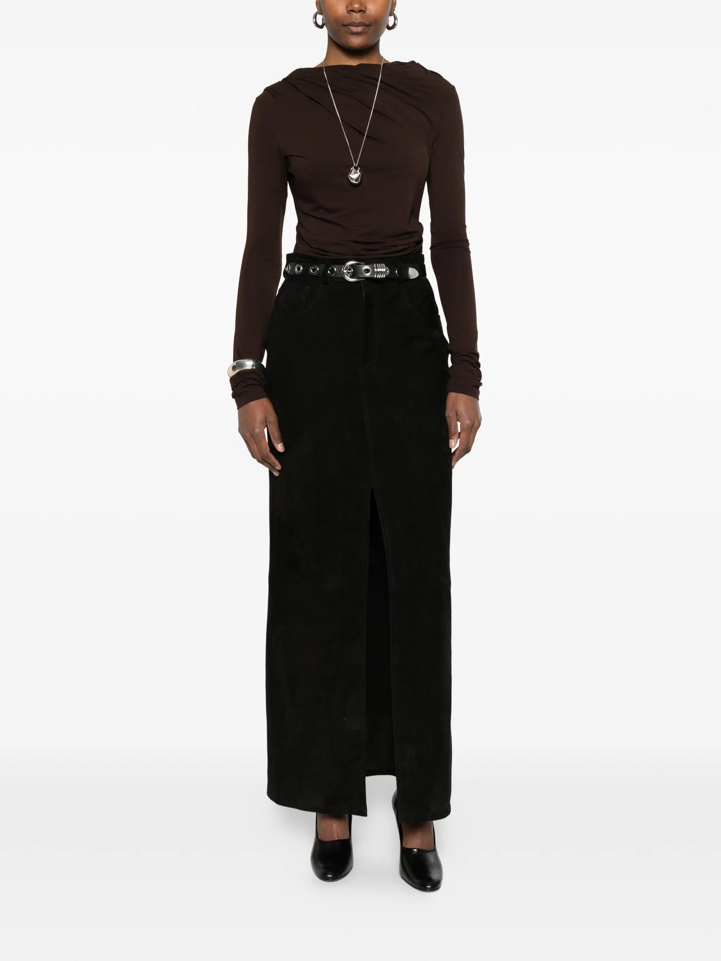 Drape long-sleeve top
