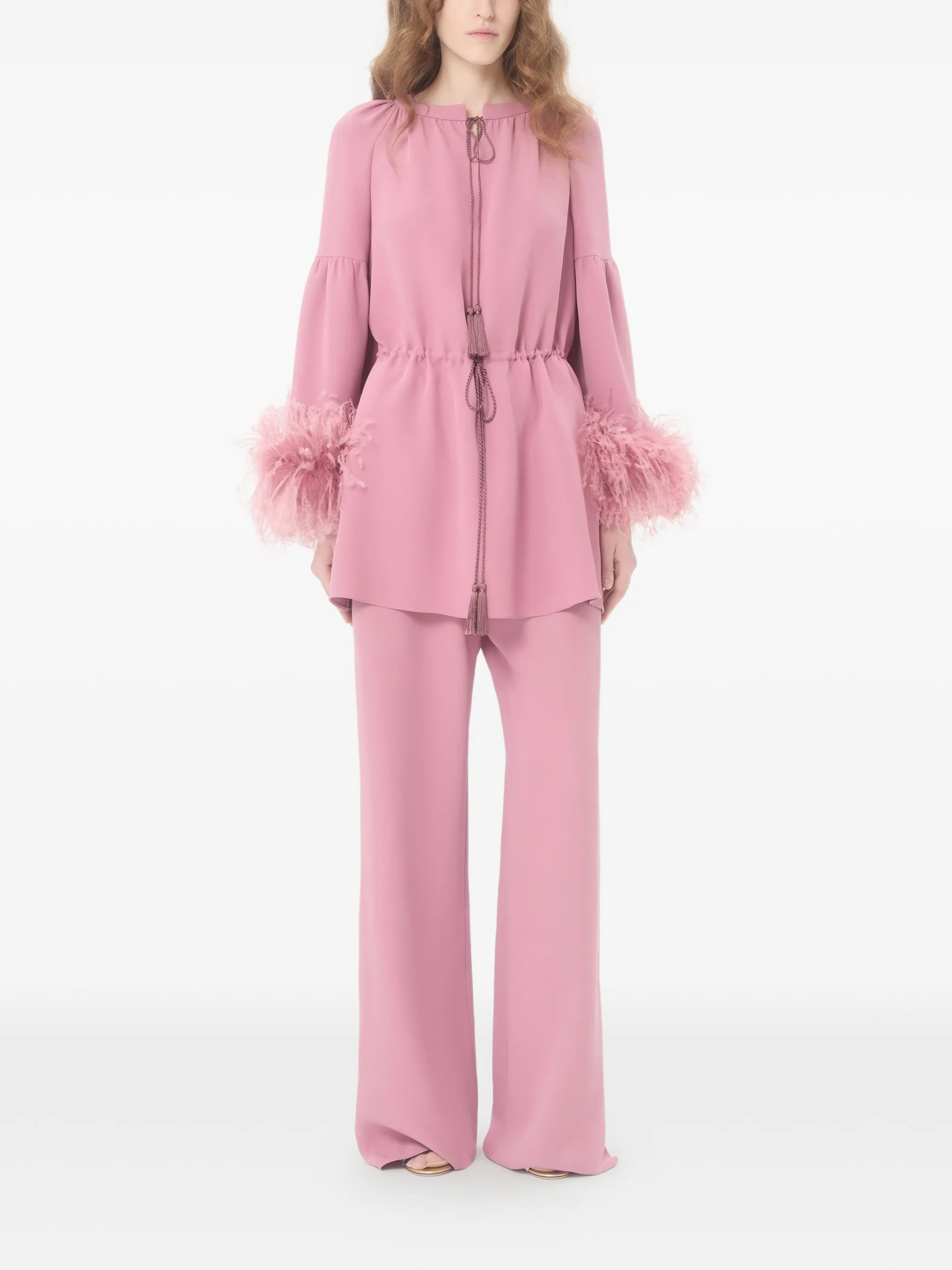 Cady Couture feather-trim blouse