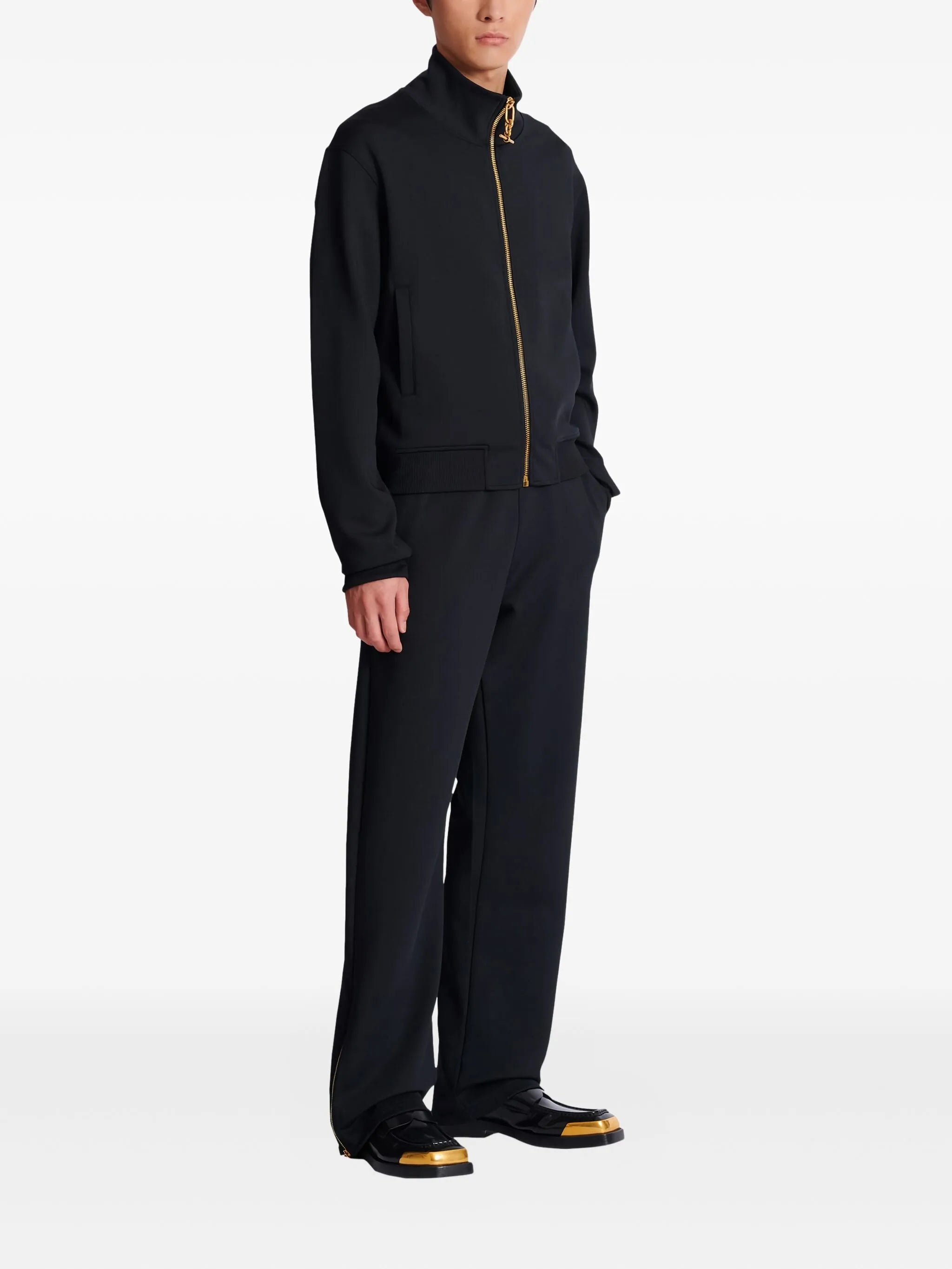 T-bar-detail zip track jacket
