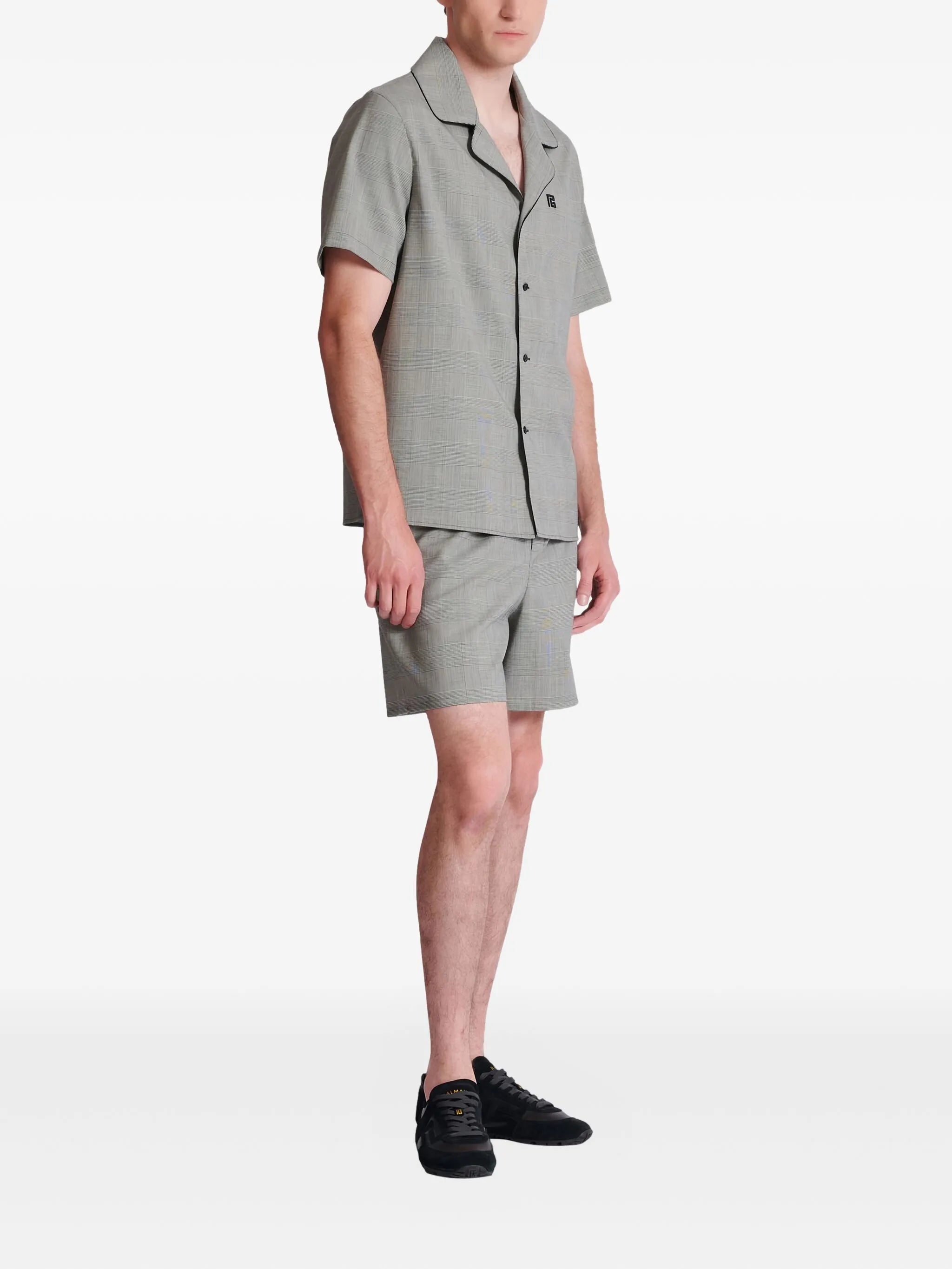 Prince of Wales-check short-sleeve shirt