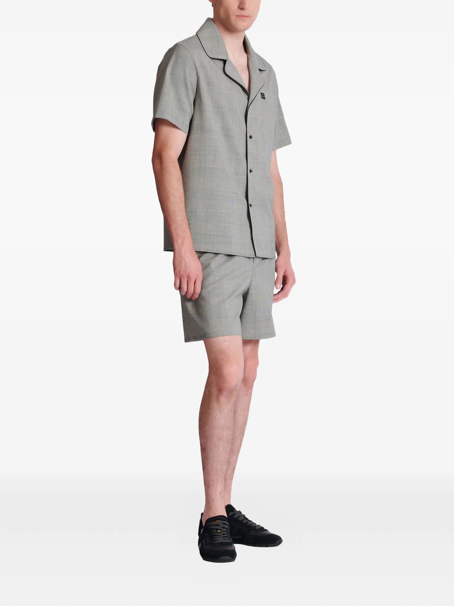 Prince of Wales-check short-sleeve shirt