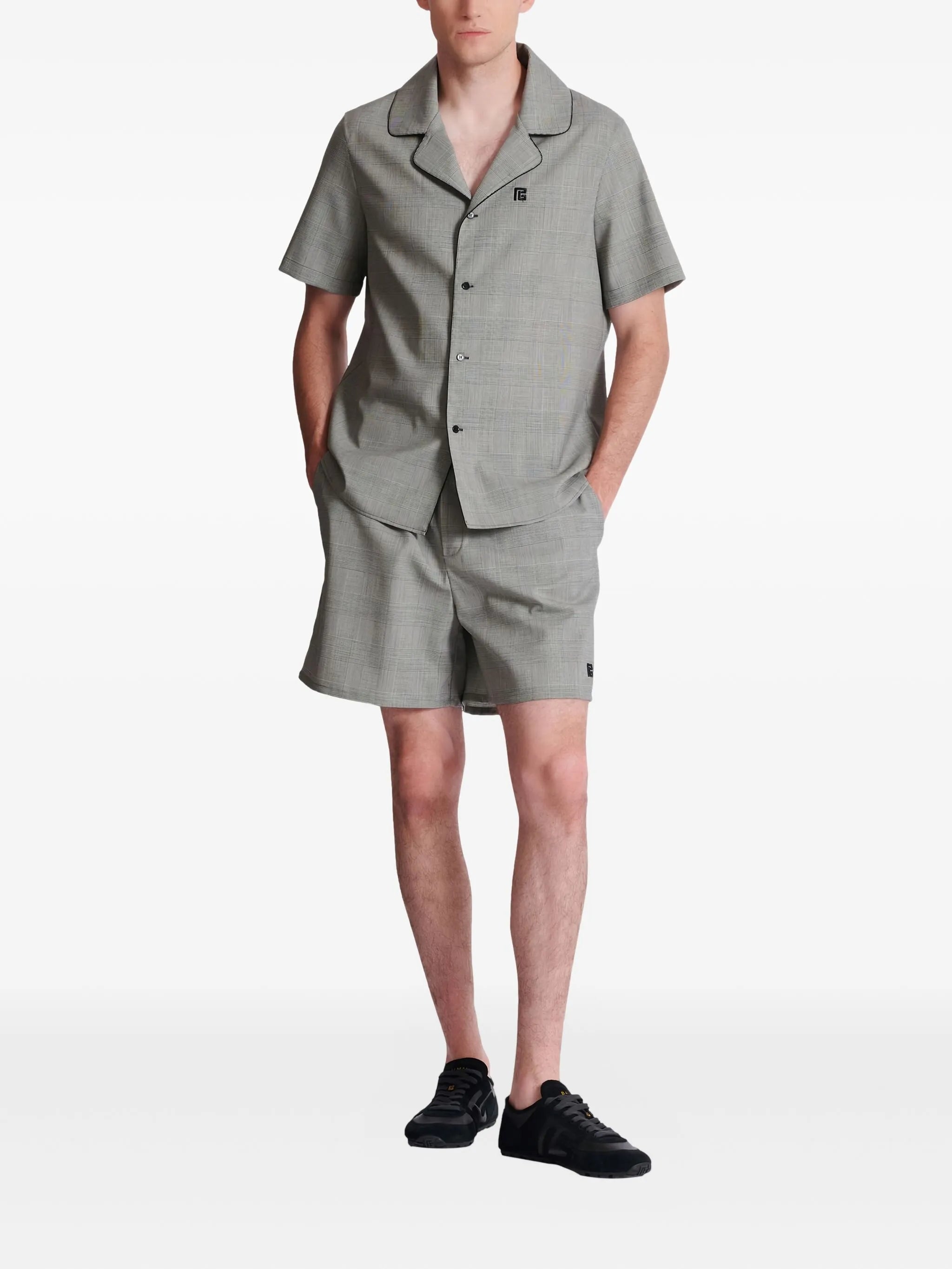 Prince of Wales-check short-sleeve shirt