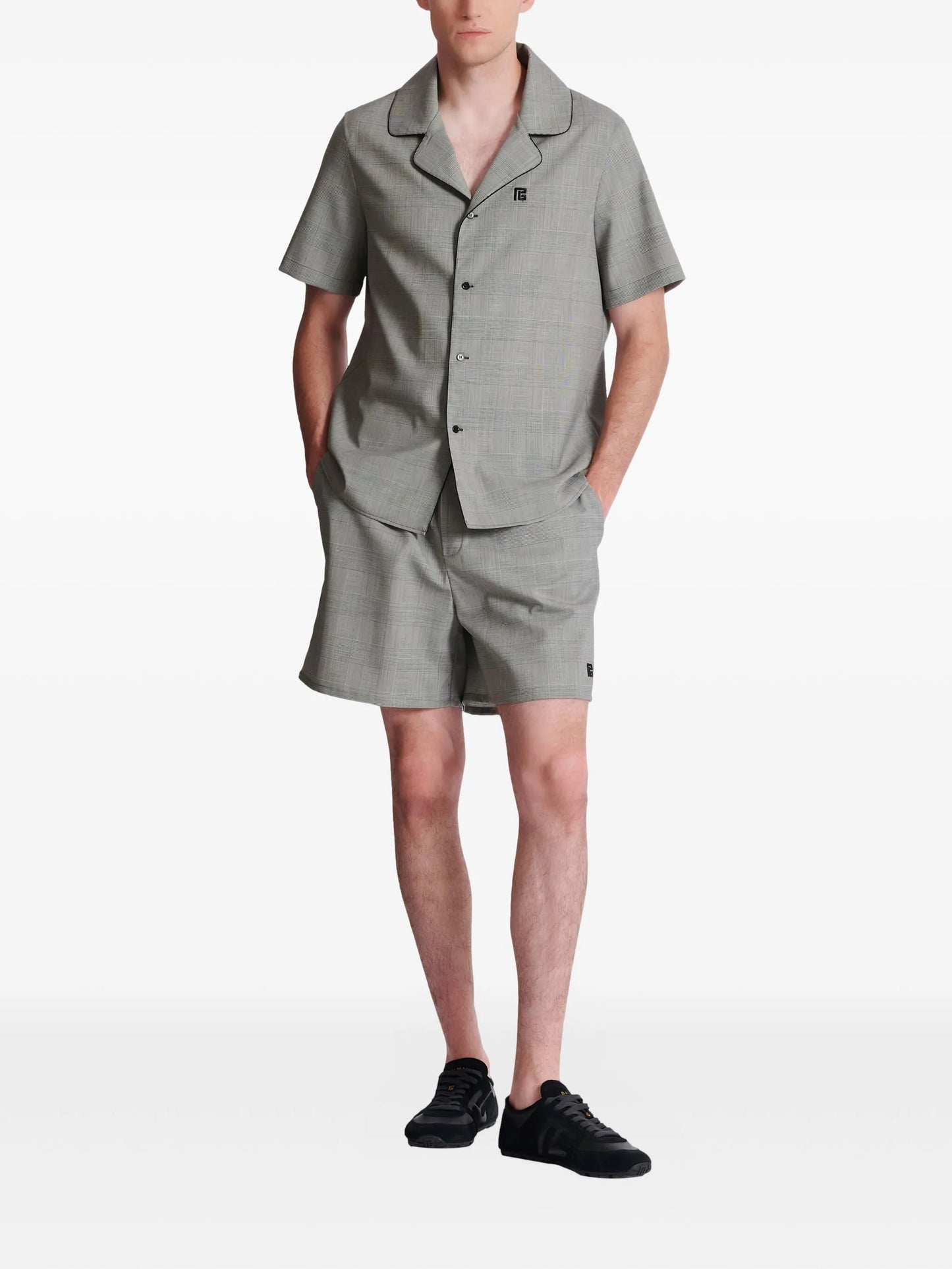 Prince of Wales-check short-sleeve shirt