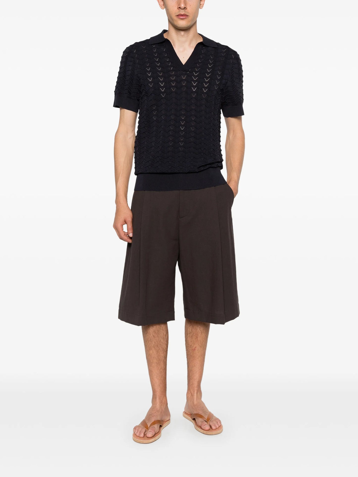 open-neck T-shirt