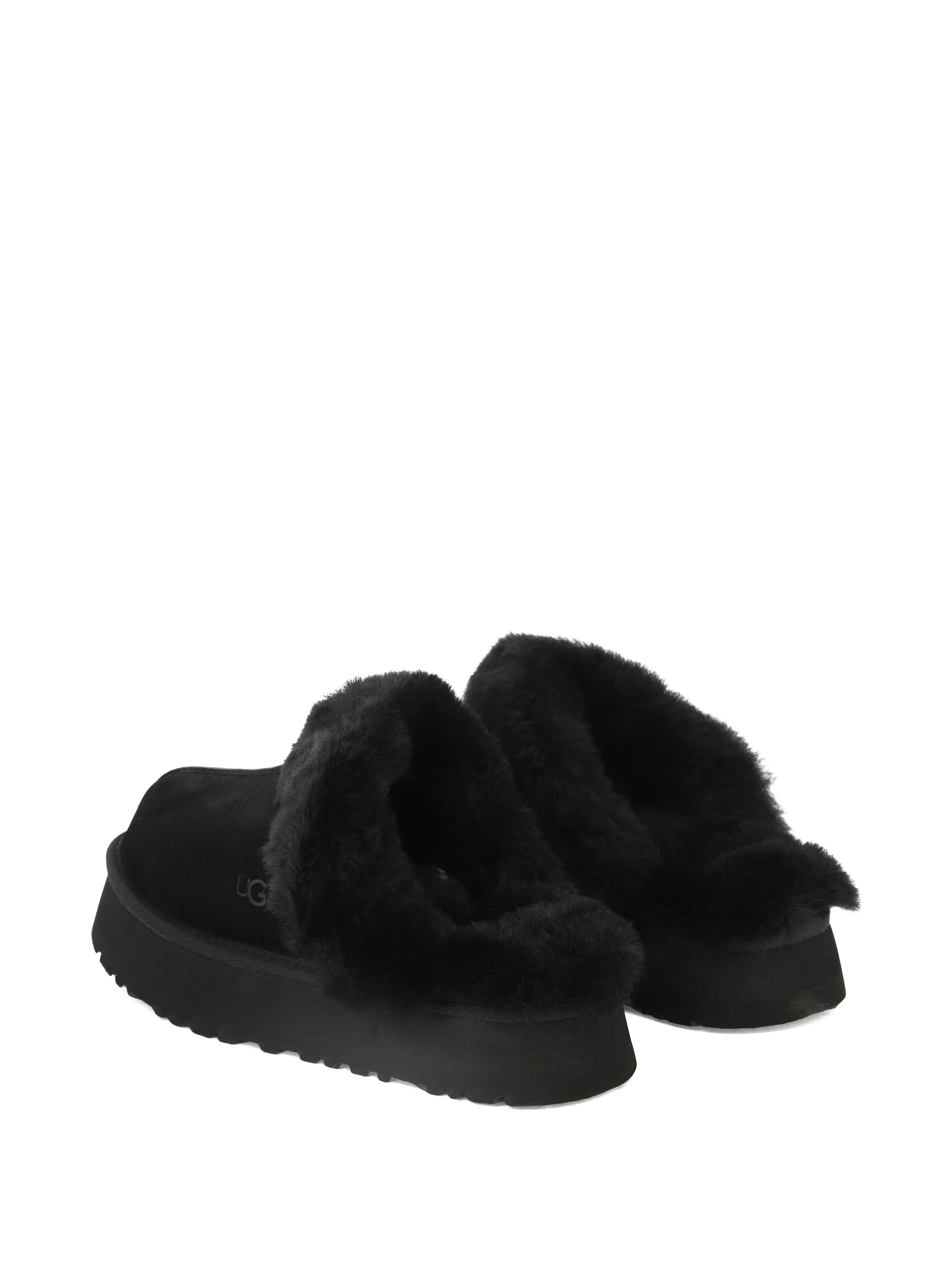 Disquette faux-fur trimmed slippers