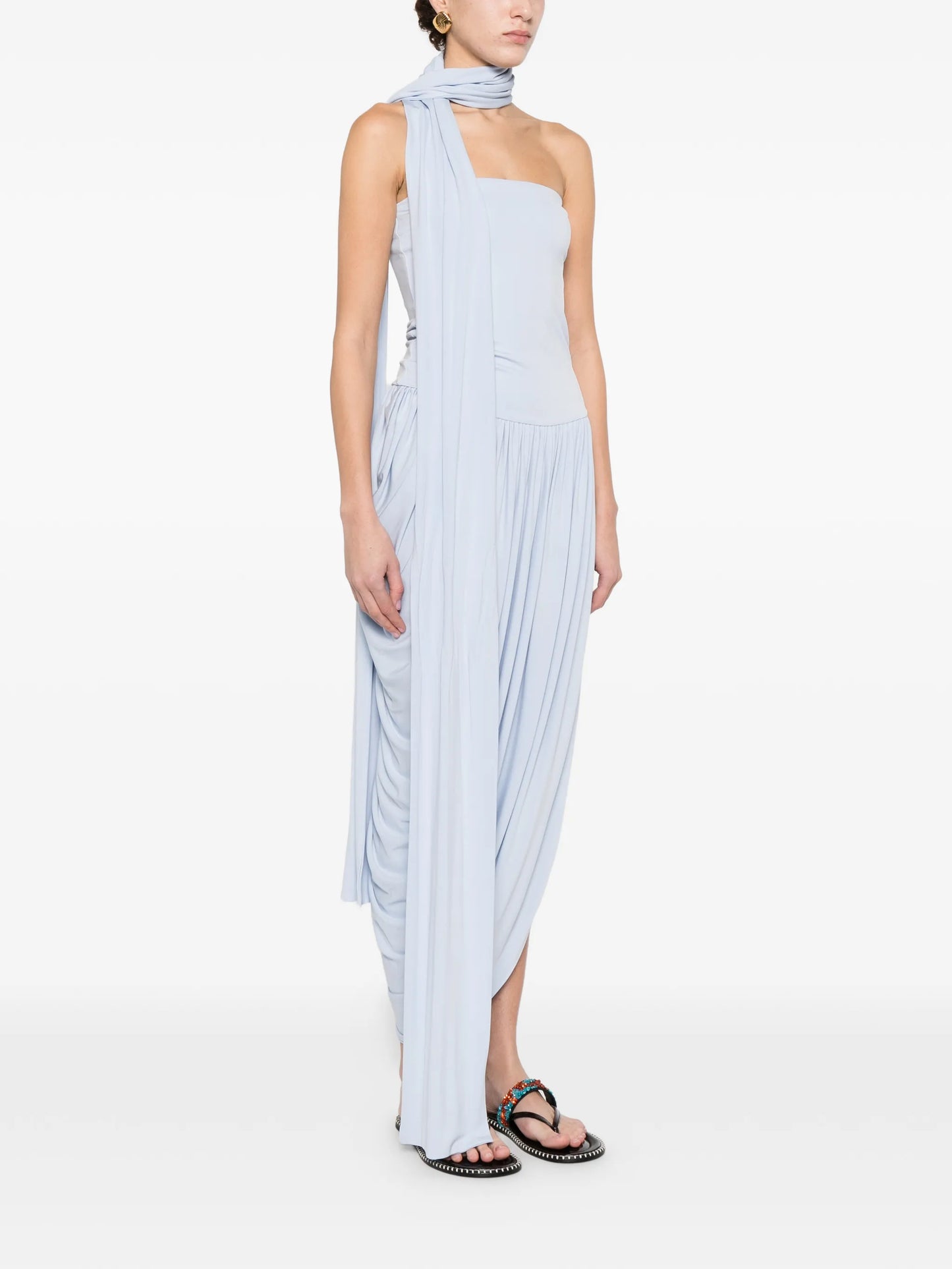 strapless draped dress