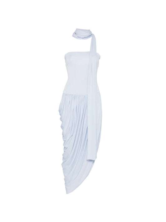 strapless draped dress