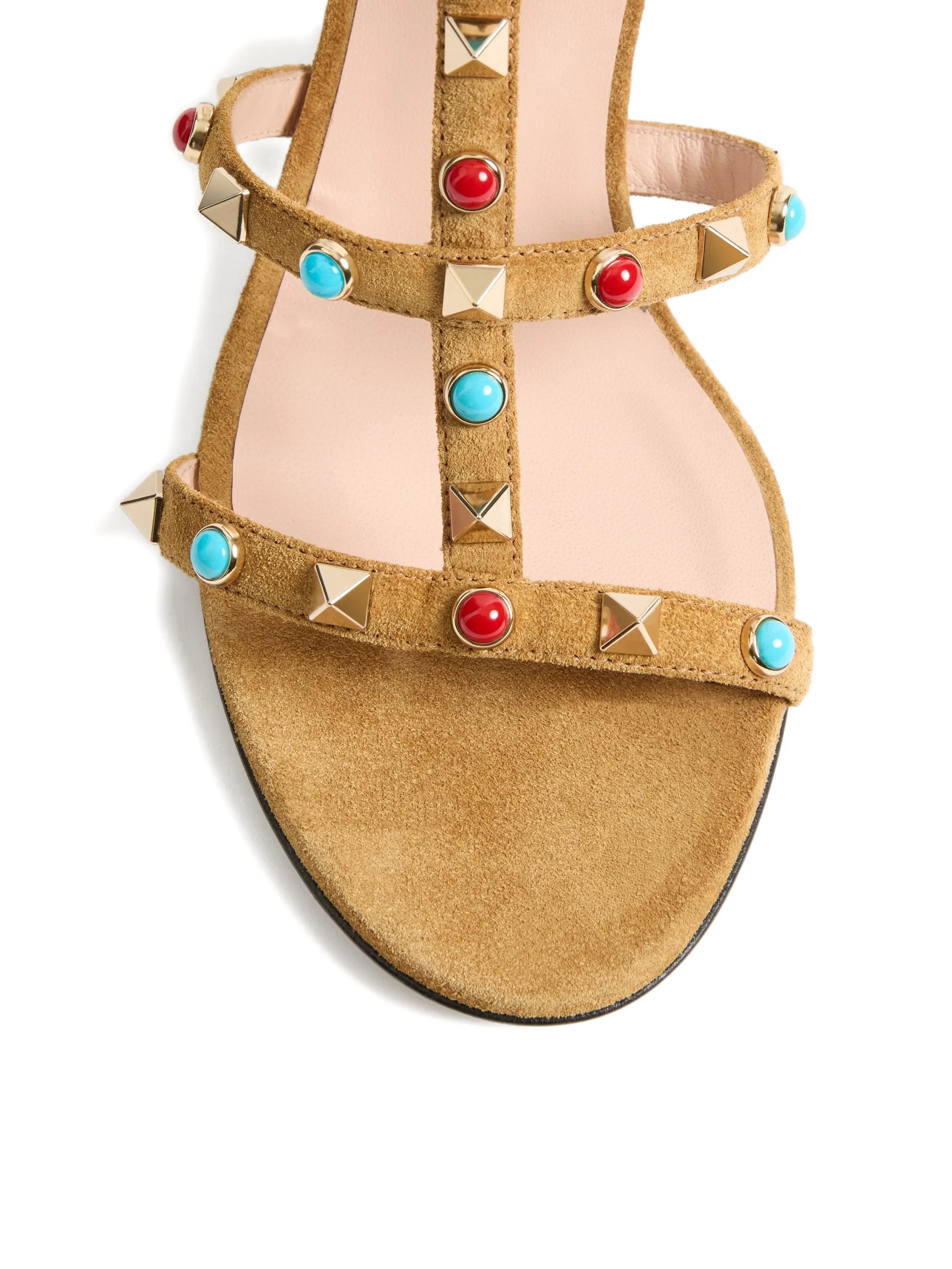 Rockstud cabochon-embellished leather sandals