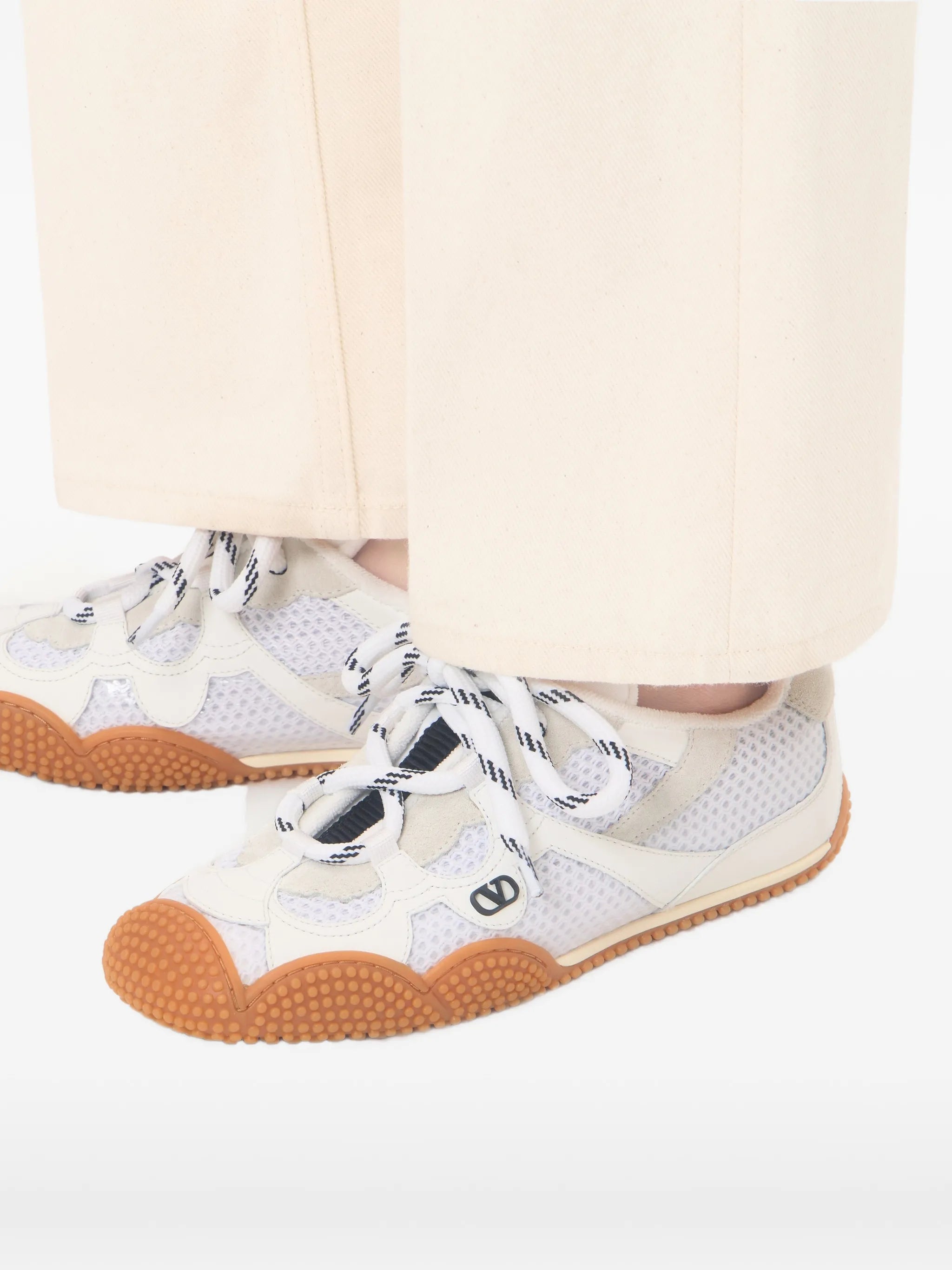 Amphibia sneakers in rubberized calfskin and split leather
